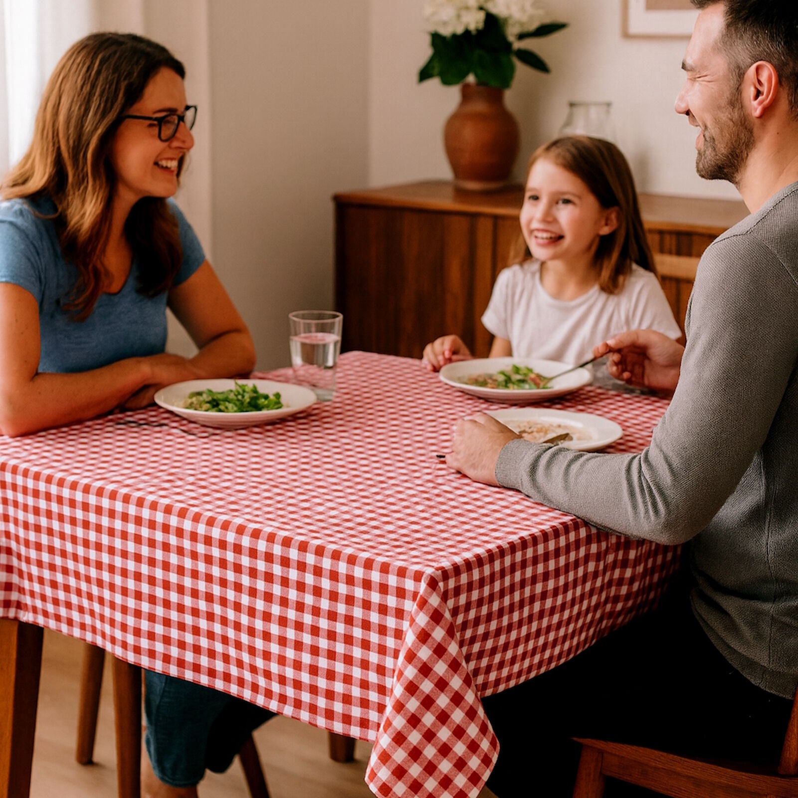 Tischdecke Karo 1x1 cm Rot Baumwolle