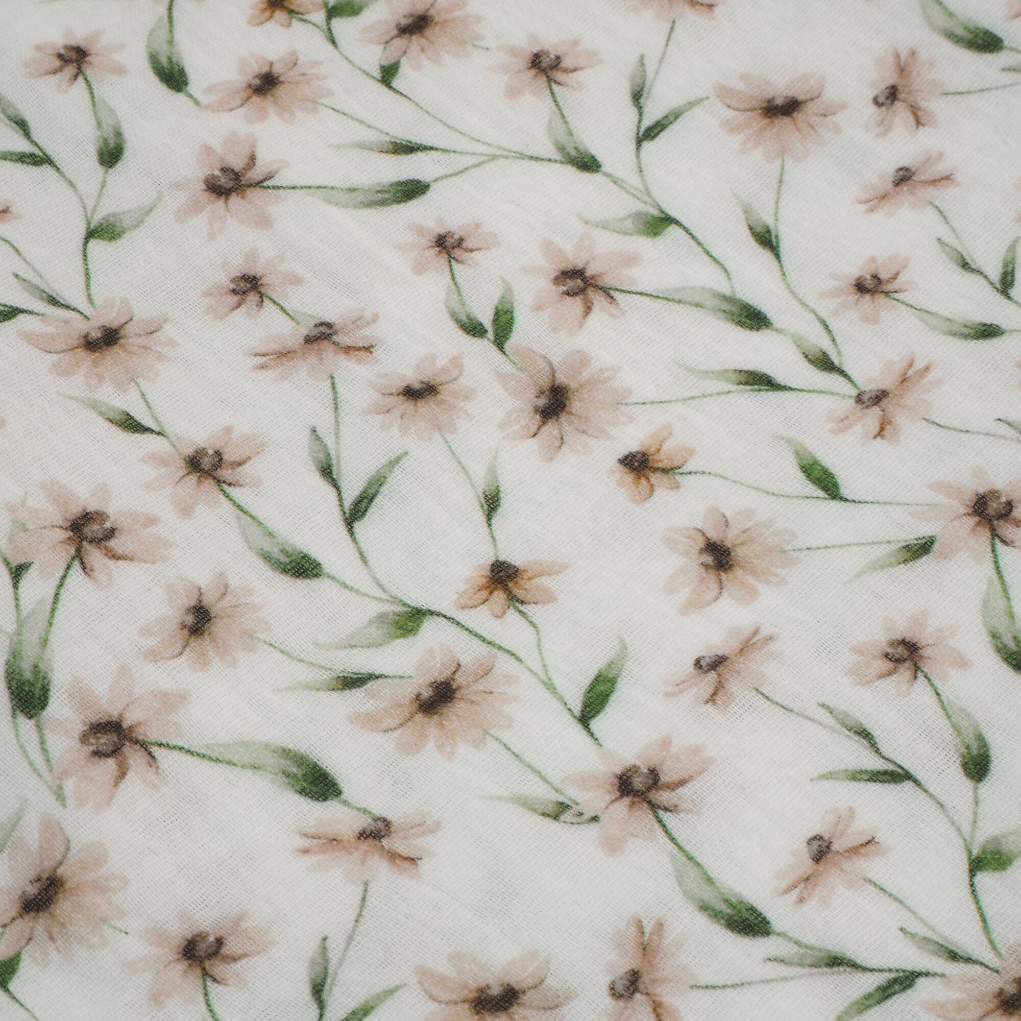 Stoff Meterware Vintage Blumen Bio Musselin