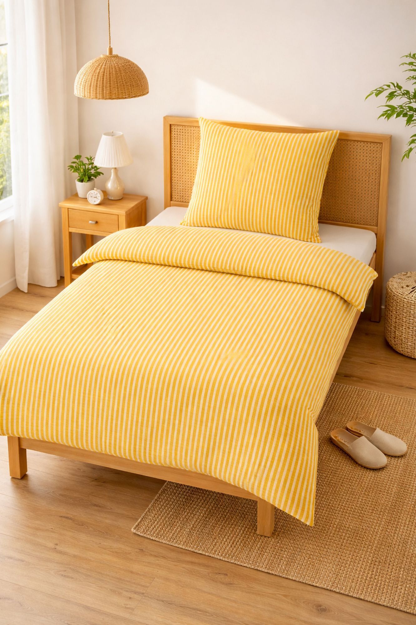 Seersucker Bettwäsche Uni Gold Gelb – Ideal für Hotels