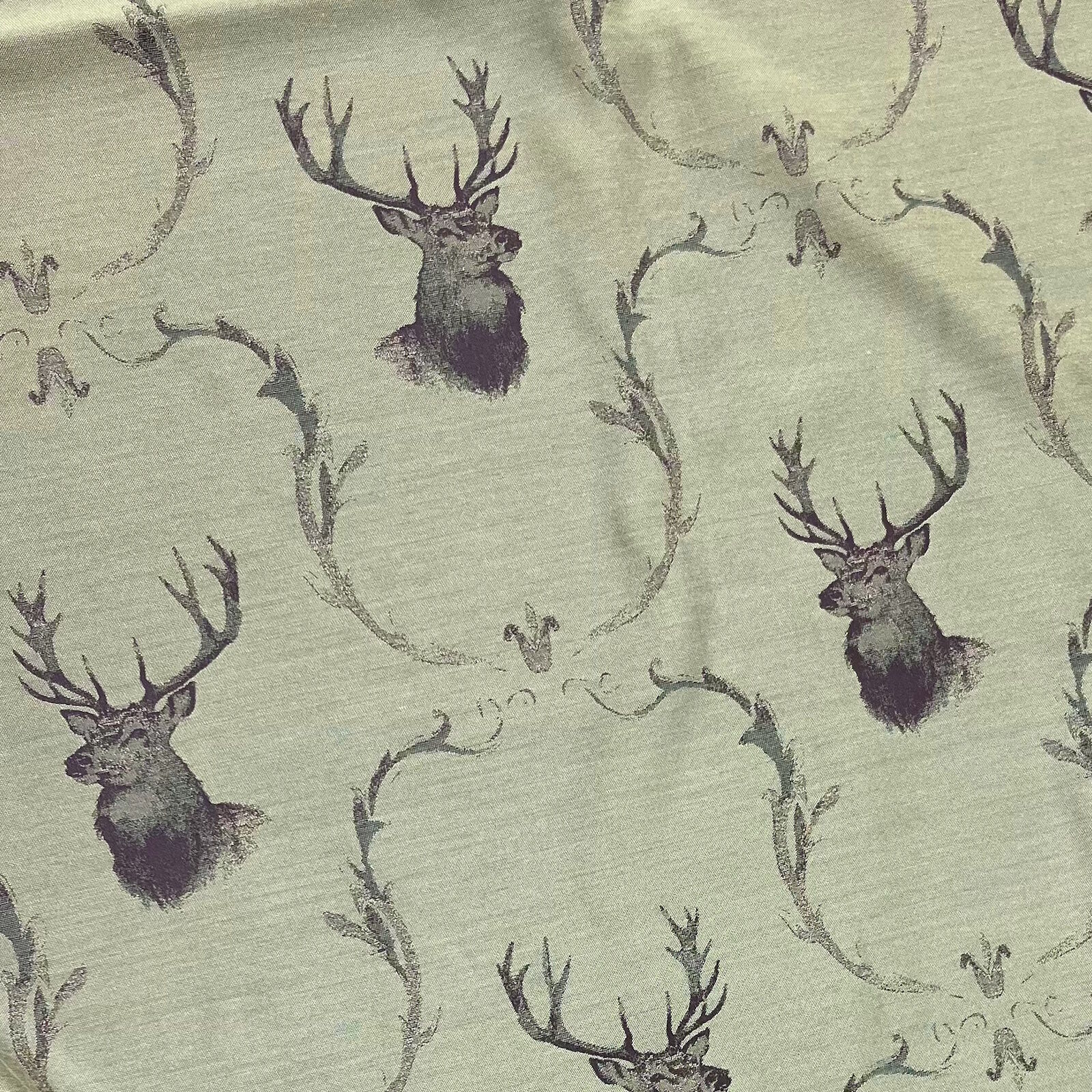 Hirsch Stoff Grün Jacquard Landhaus Meterware 140 cm