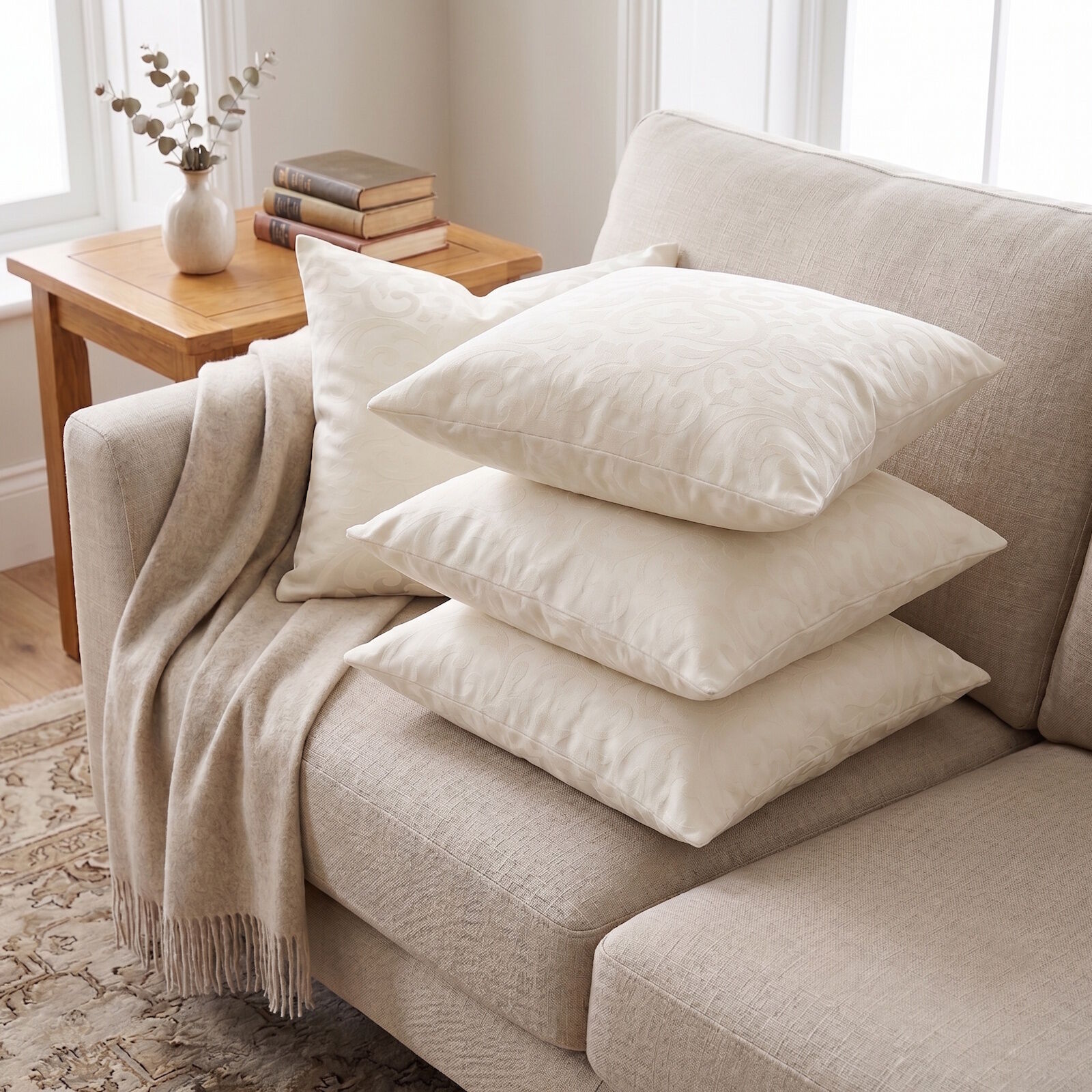 Wasserabweisende Kissenhüllen Beige 40x40 4er Set