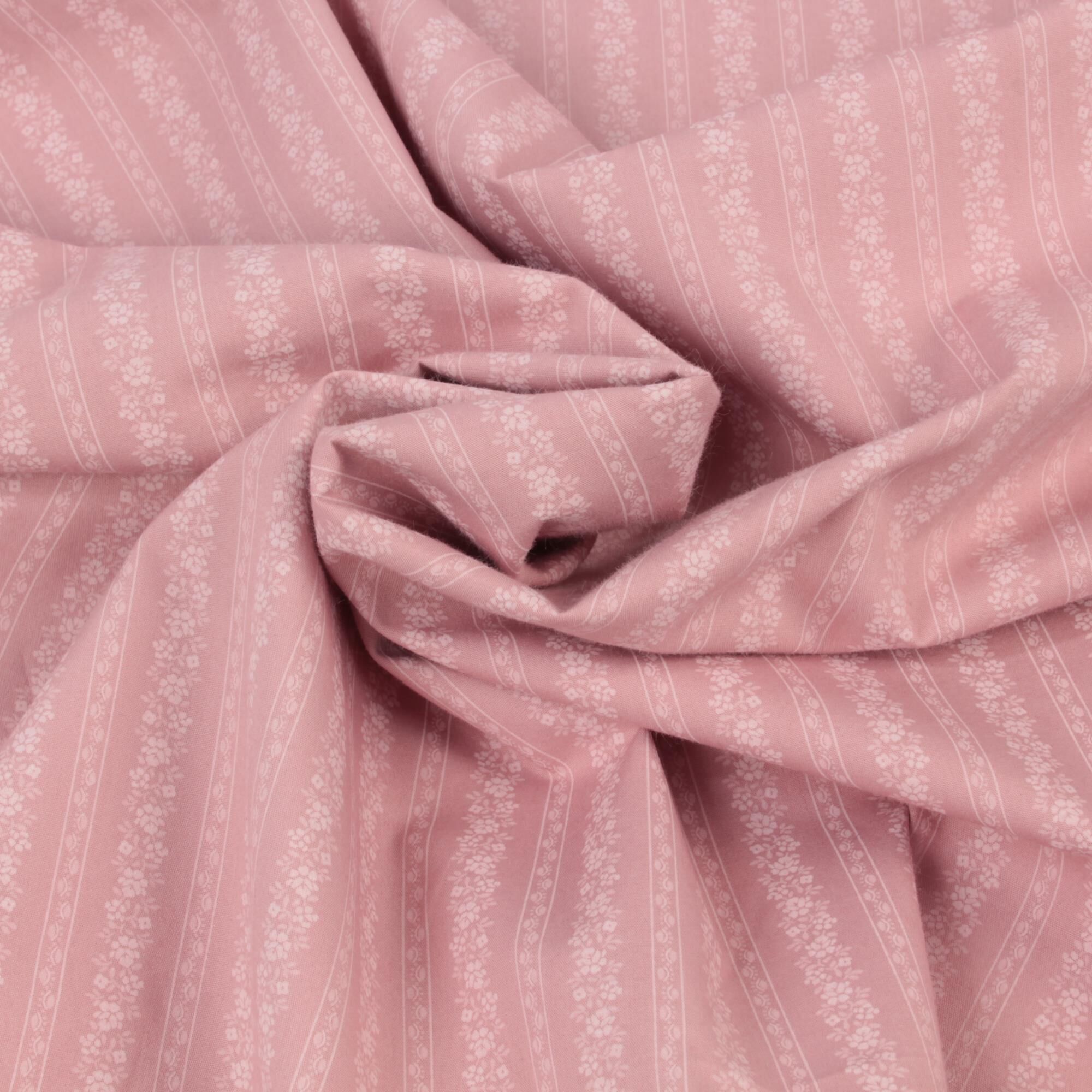 Stoff Meterware Blumen Streifen Rosi Rosa Dirndl