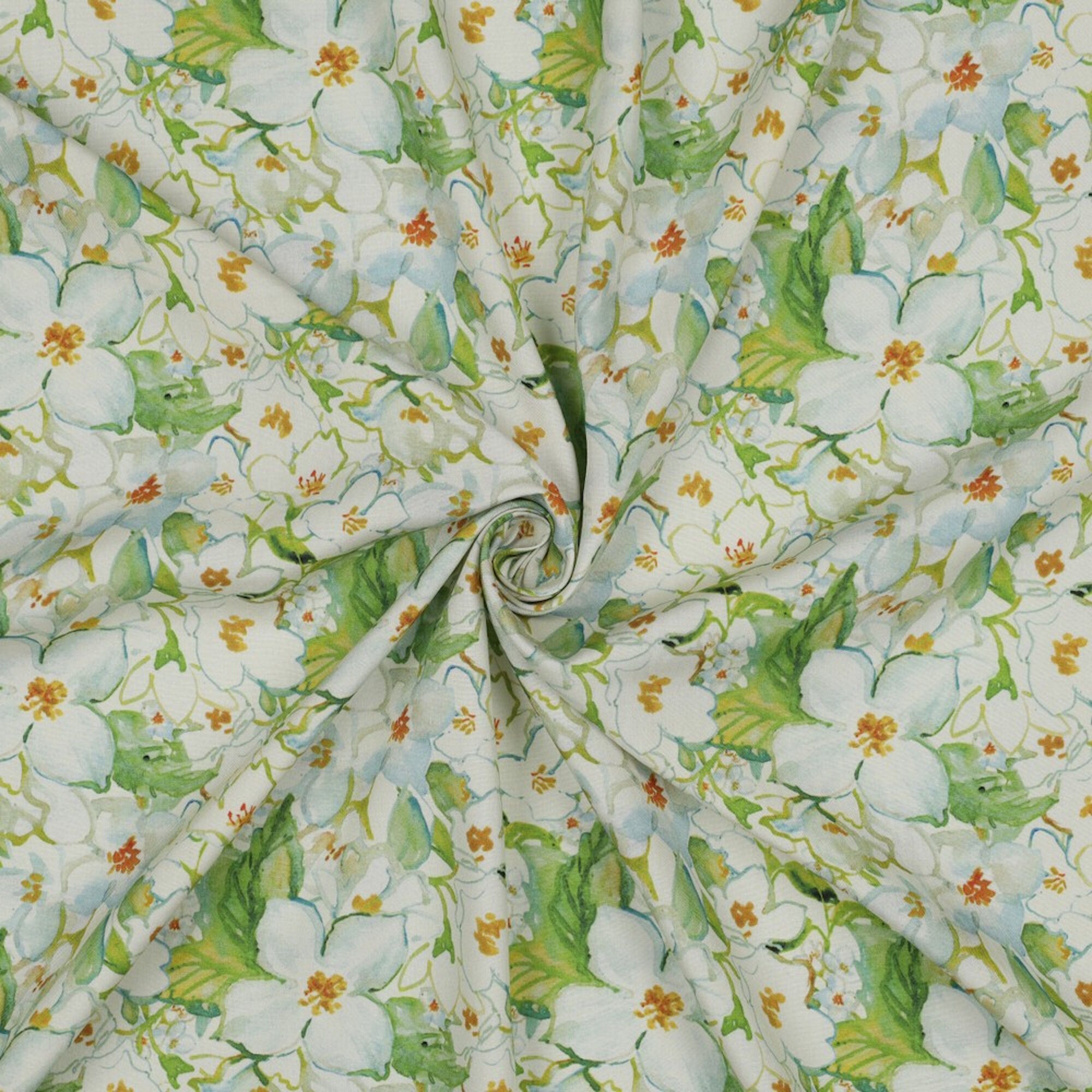 Blumen Stoff Frühlingserwachen Viskose
