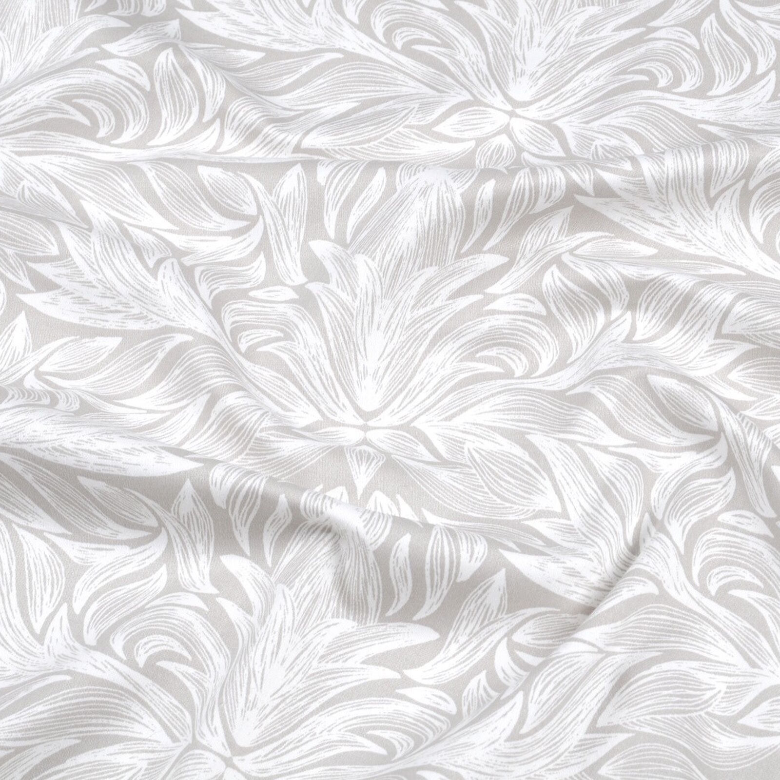 Stoff Blumenmuster Natur Satin Baumwolle