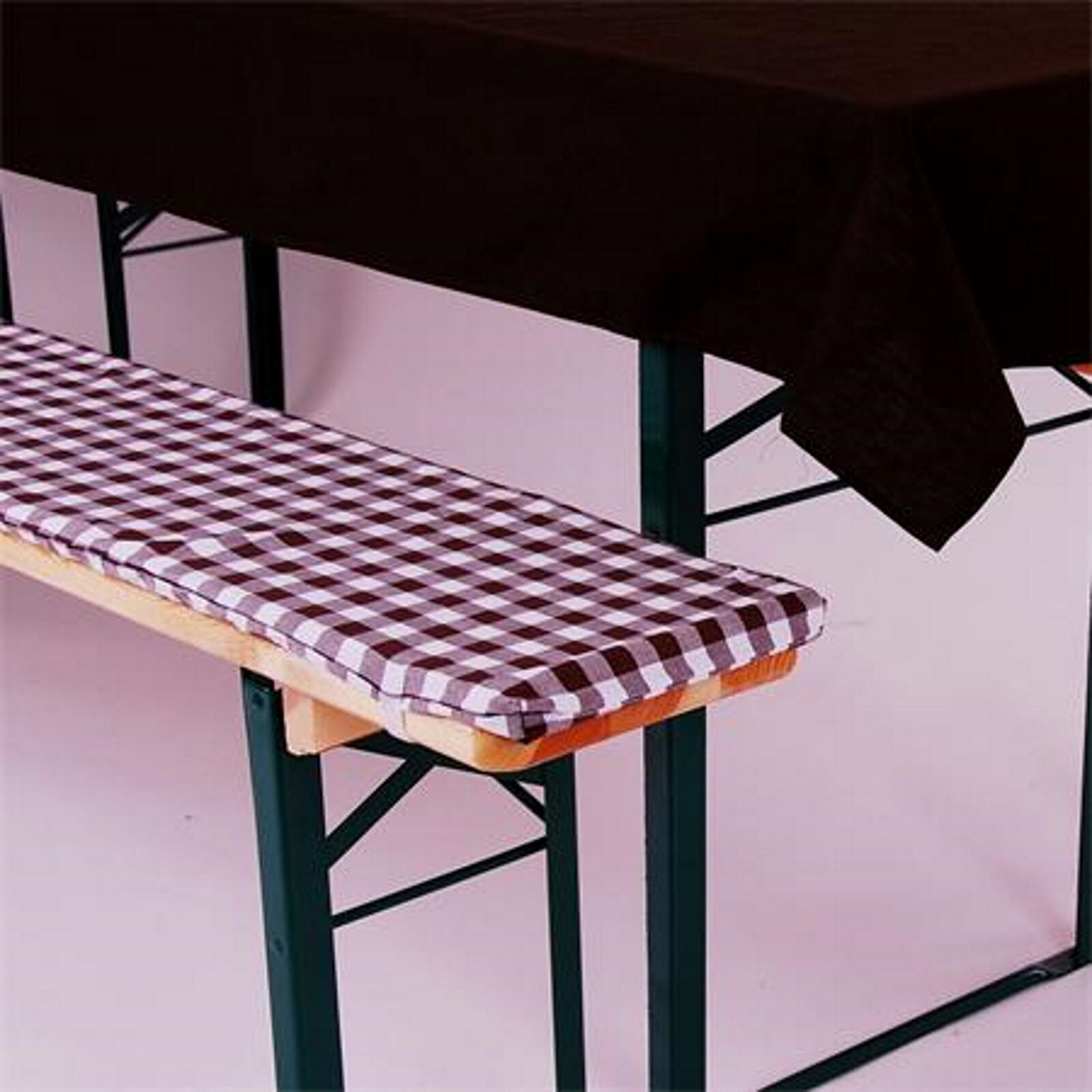 Bierbankauflage 220x25 cm Karo 15x15 mm Braun