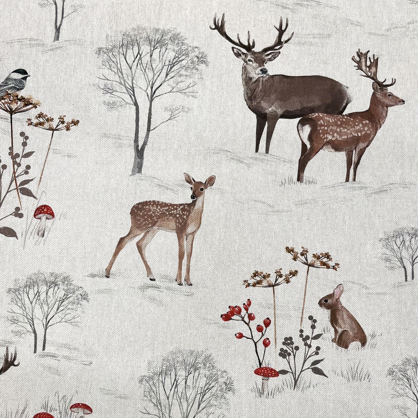 Winterwald Stoff Tiere Leinenoptik Half Panama 140 cm