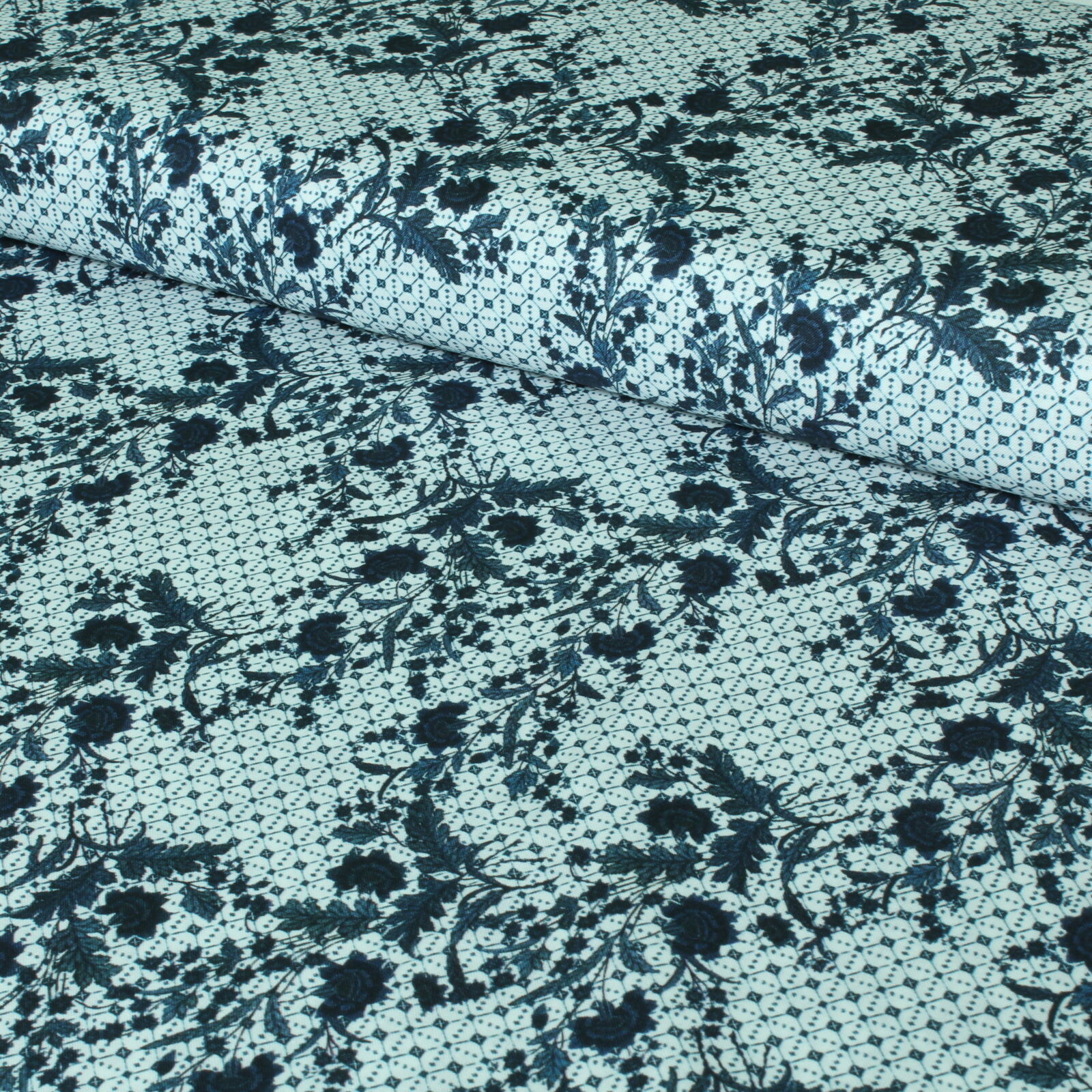 Stoff Meterware Blumen Clara Blau