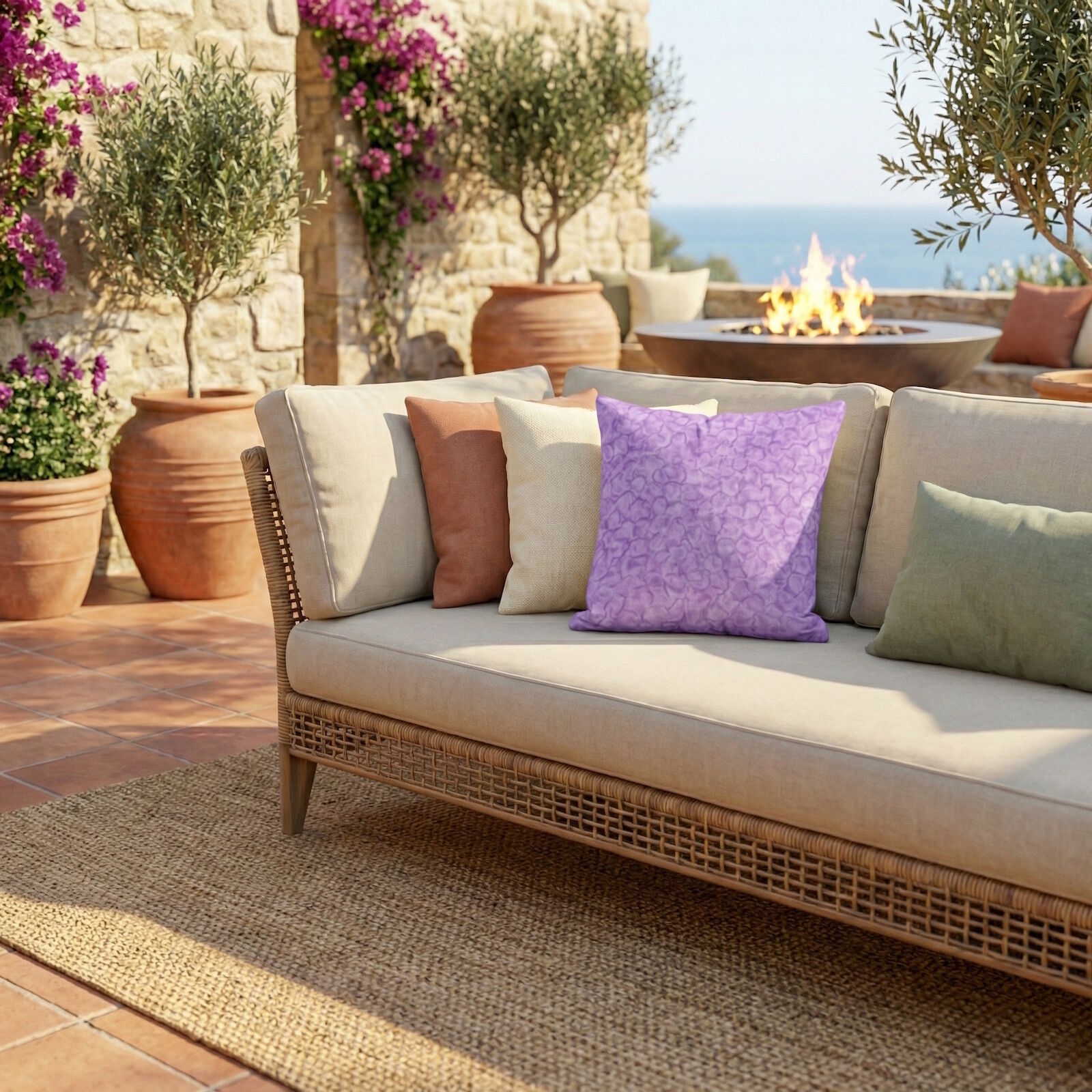 Batik Kissenbezüge Lila 40x40 2er Set Outdoor