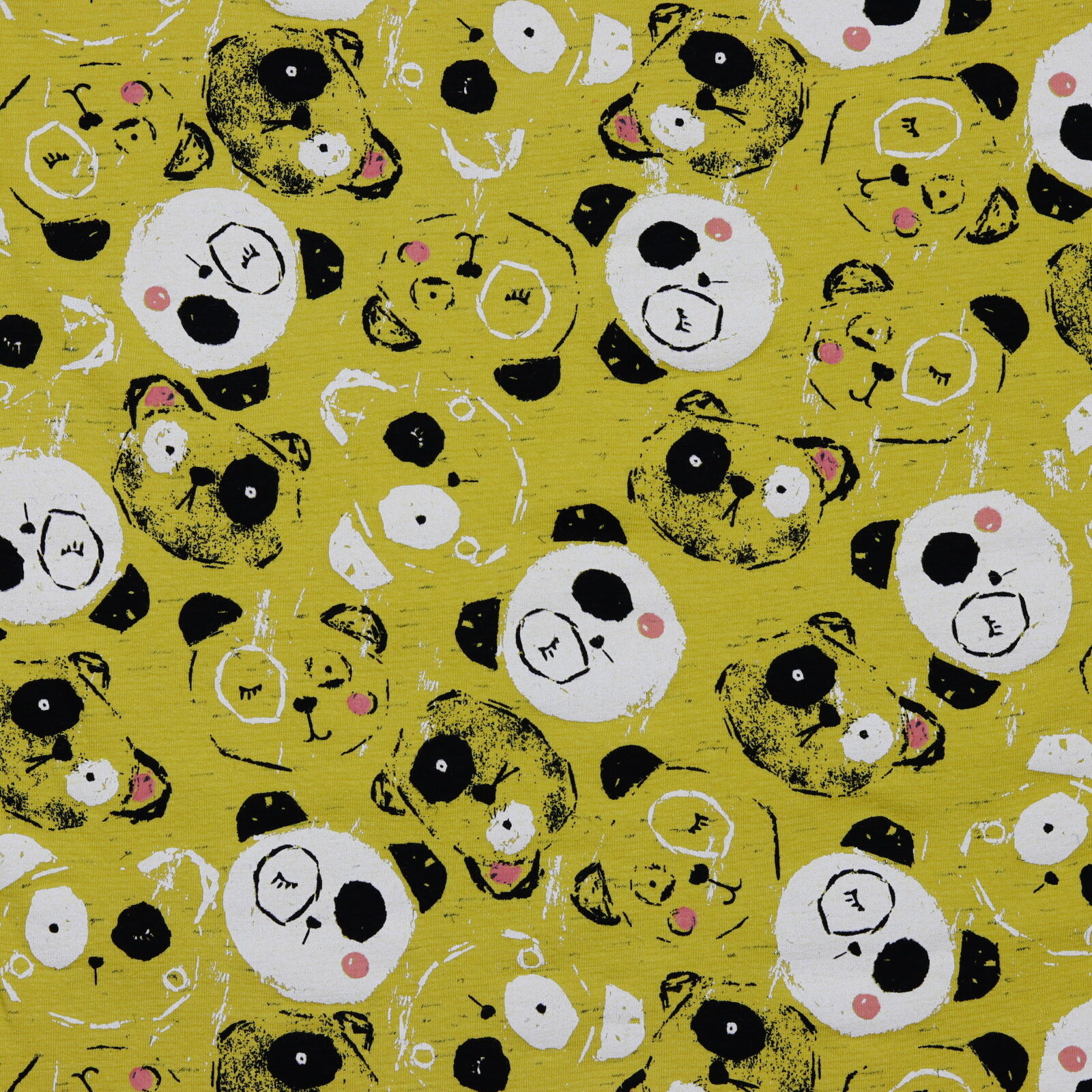 Stoff Meterware Panda Kopf Ocker Jersey