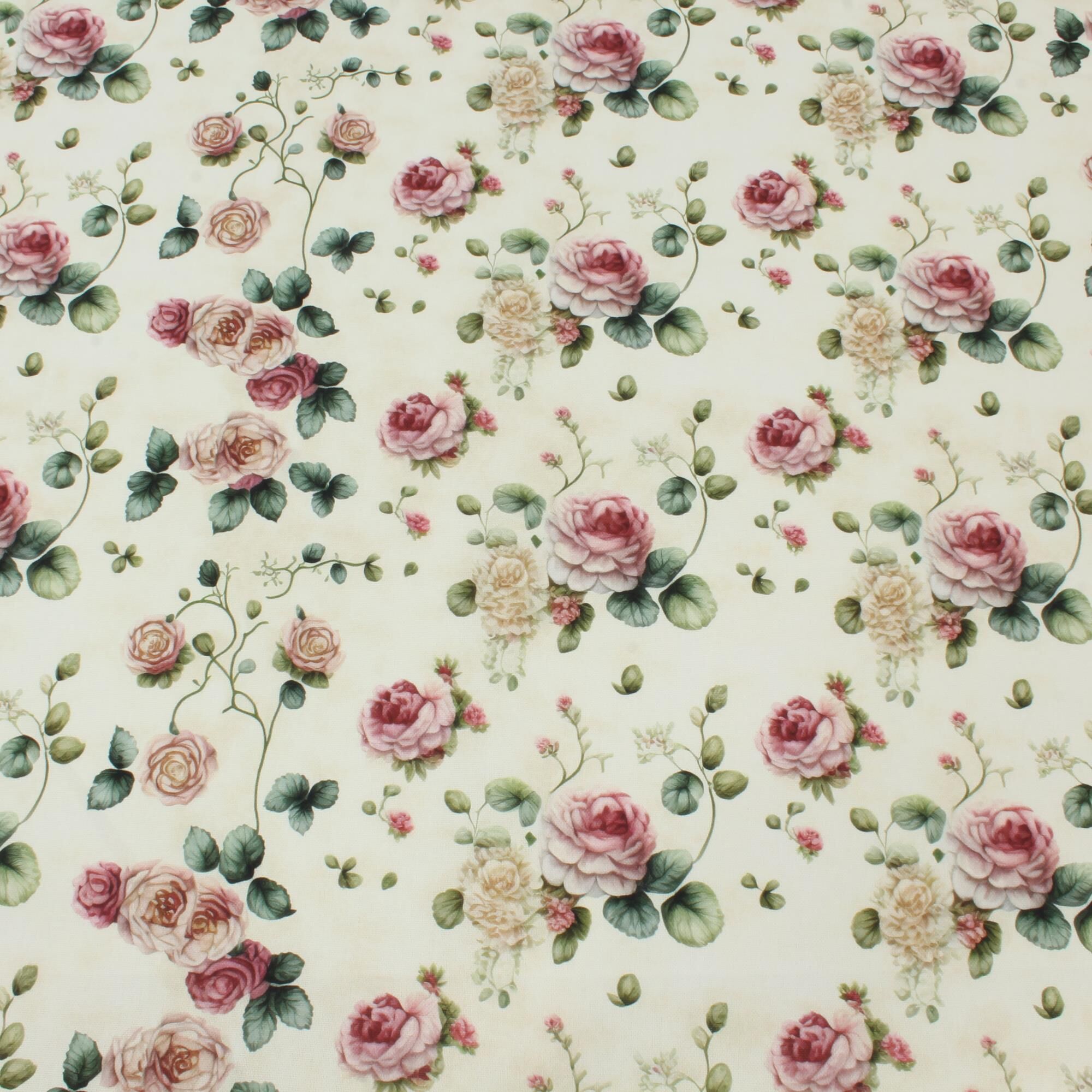 Canvas Stoff Blumen Romantisch Creme