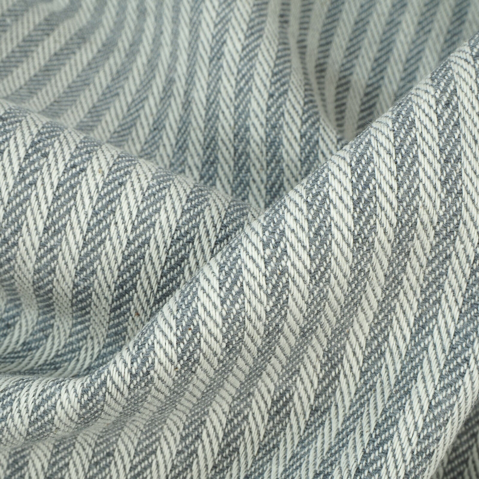 Stoff Meterware Henry Fischgrät Grau Webware Jacquard
