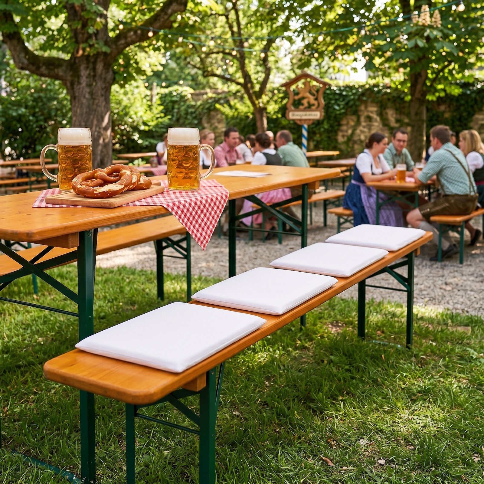 Bierbank Sitzkissen 4er Set Baumwolle Linon Weiß