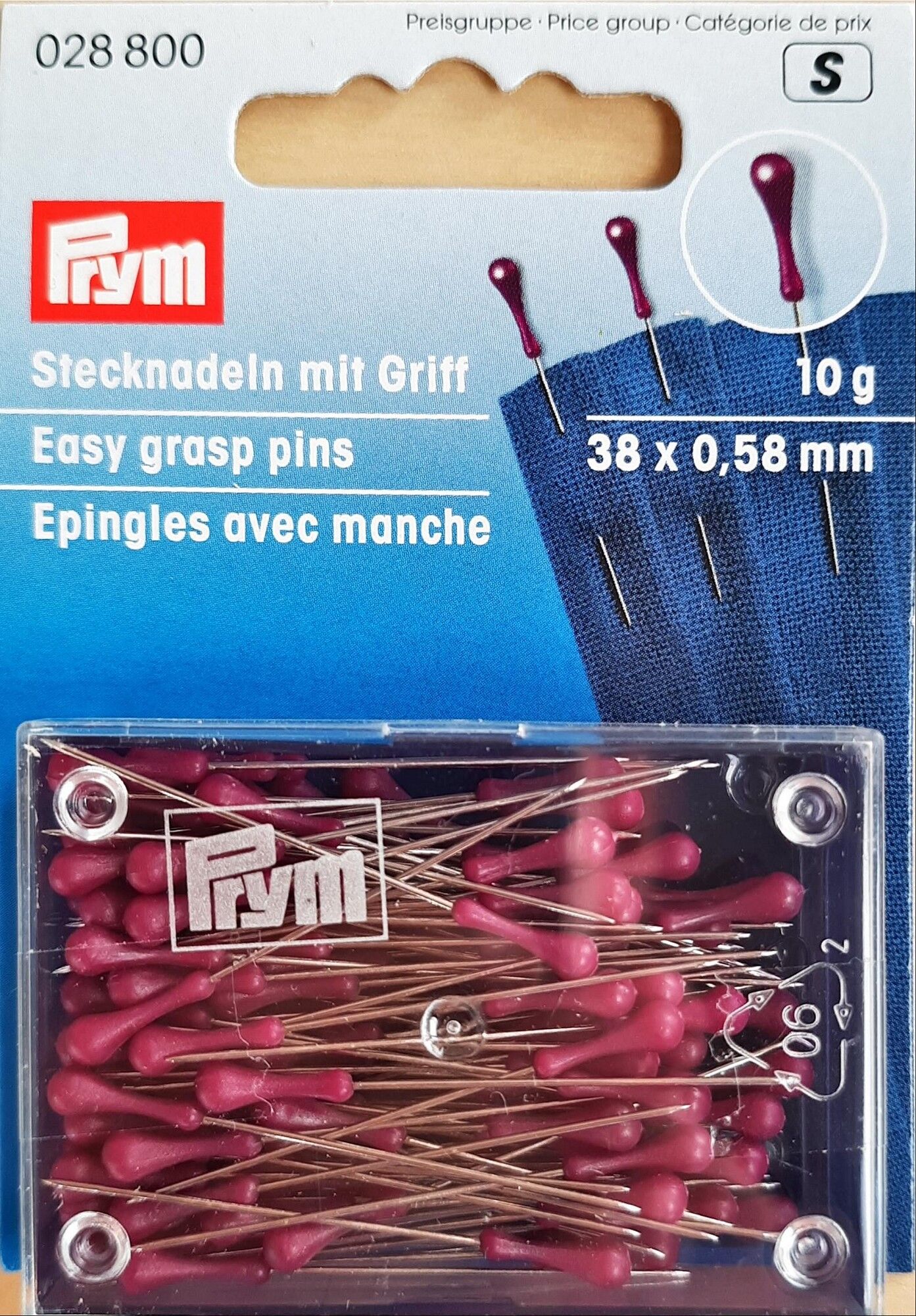 Steck-Nadel mit Griff 38 x 0,58 mm silberfarbig violett