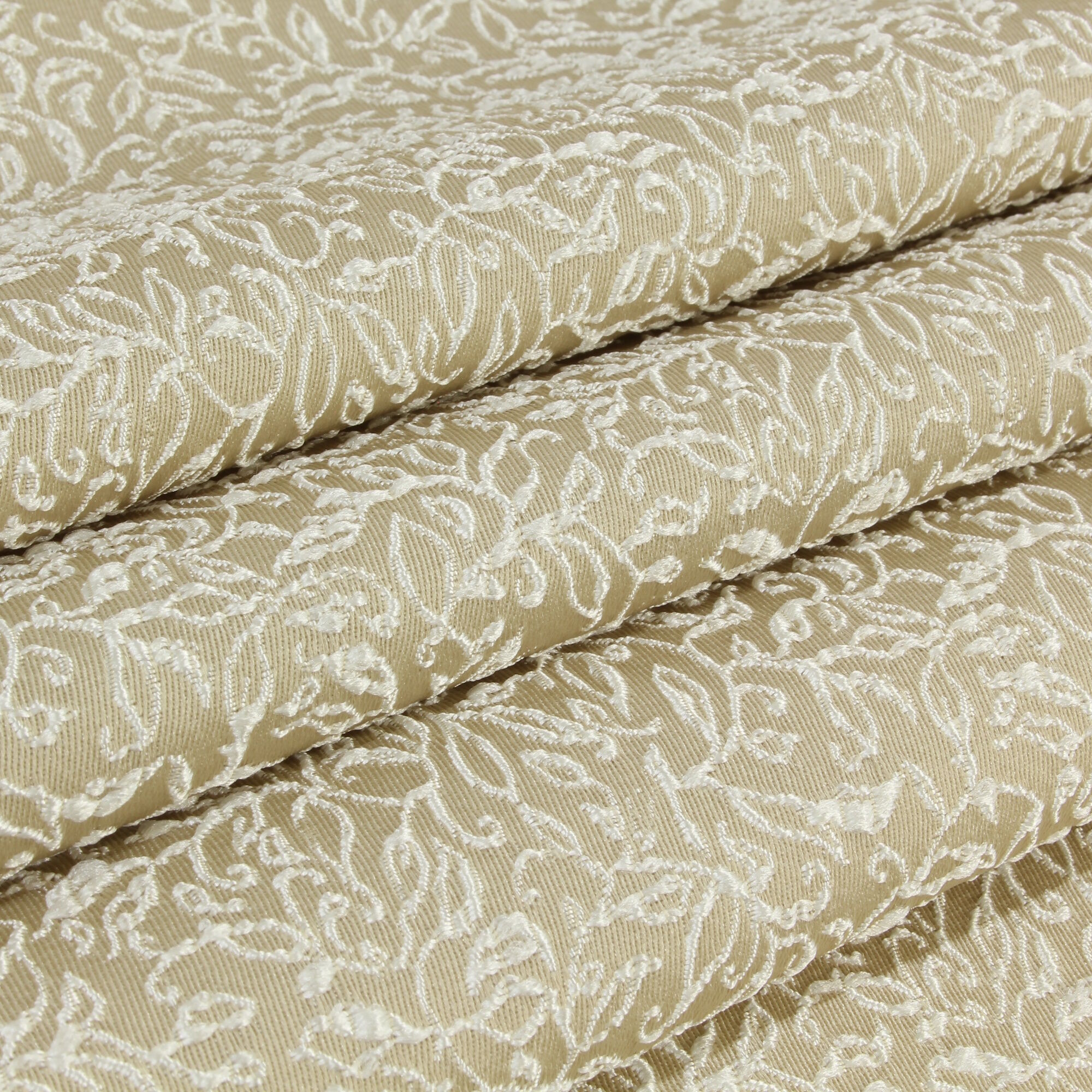 Stoff Meterware kleines Blättermuster Beige Mischgewebe