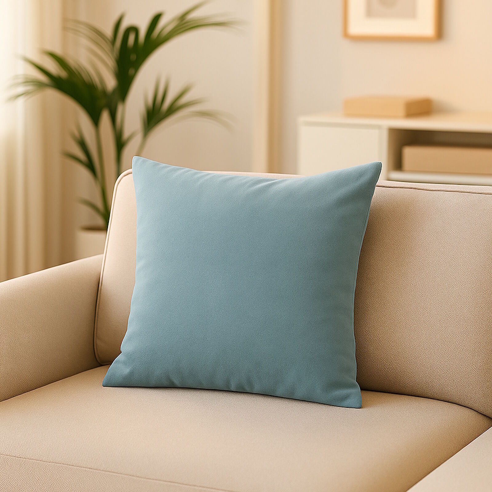 Kunstleder Kissenbezug 50x50 cm Pastellblau2