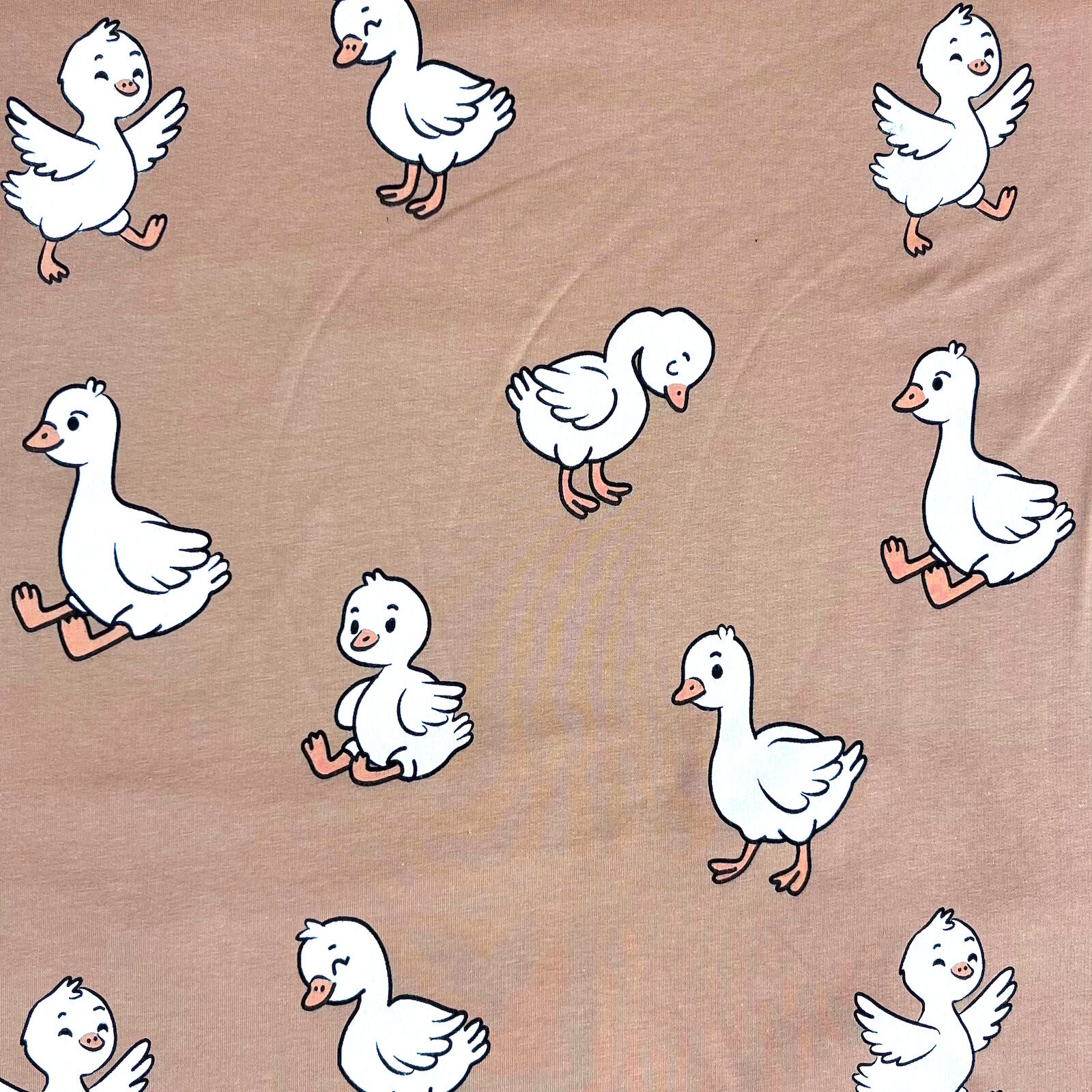 Enten Entchen French Terry Beige Meterware 150 cm