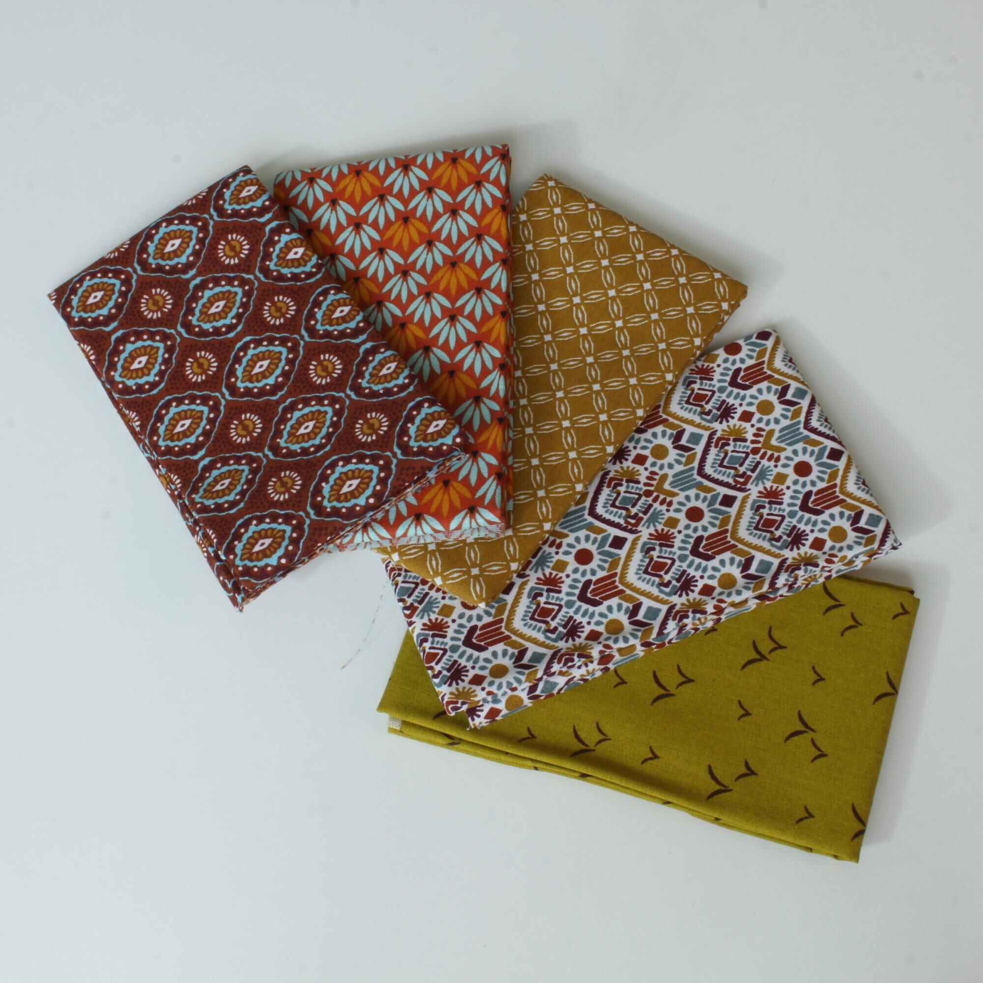 Patchwork Stoffe Trendy 5x 45x55 cm Ocker Terracotta