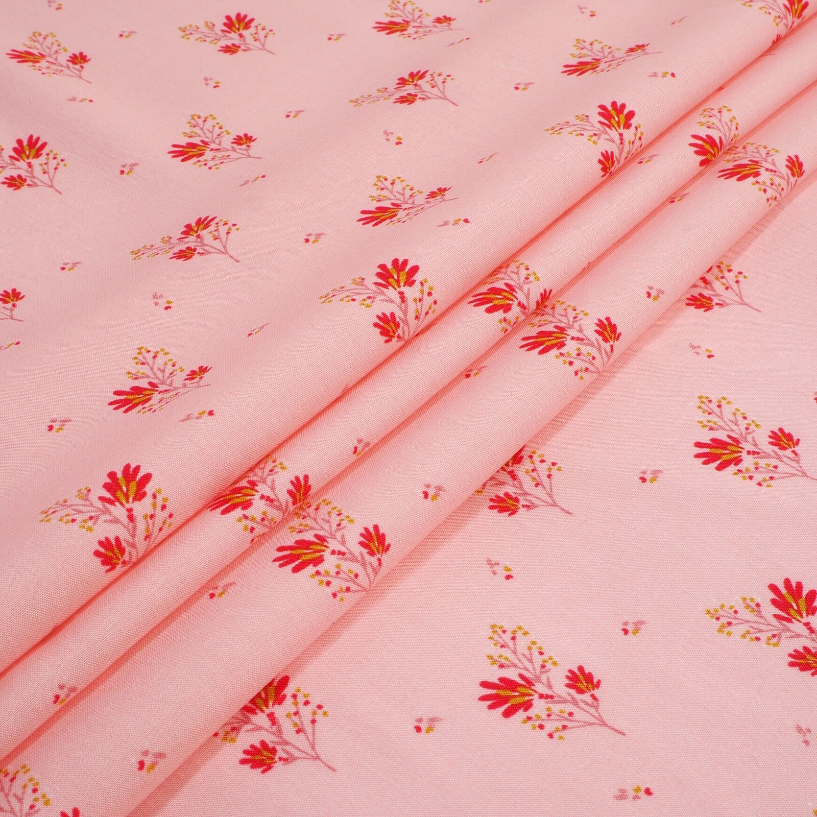Viskose Stoff Blumen Stretch Rosa