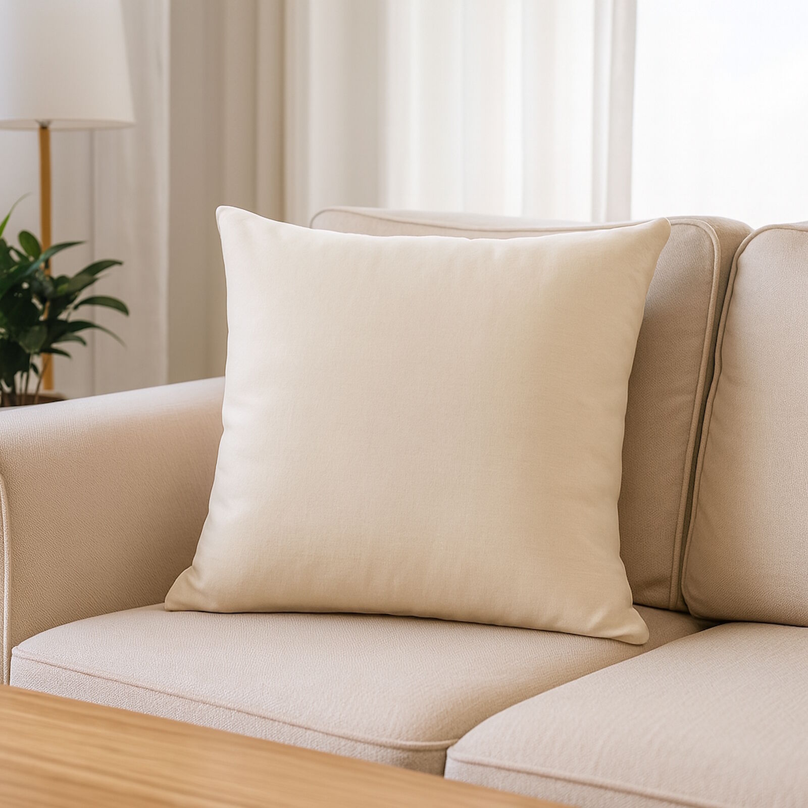 Beige Kissenbezug Baumwolle mit Reißverschluss