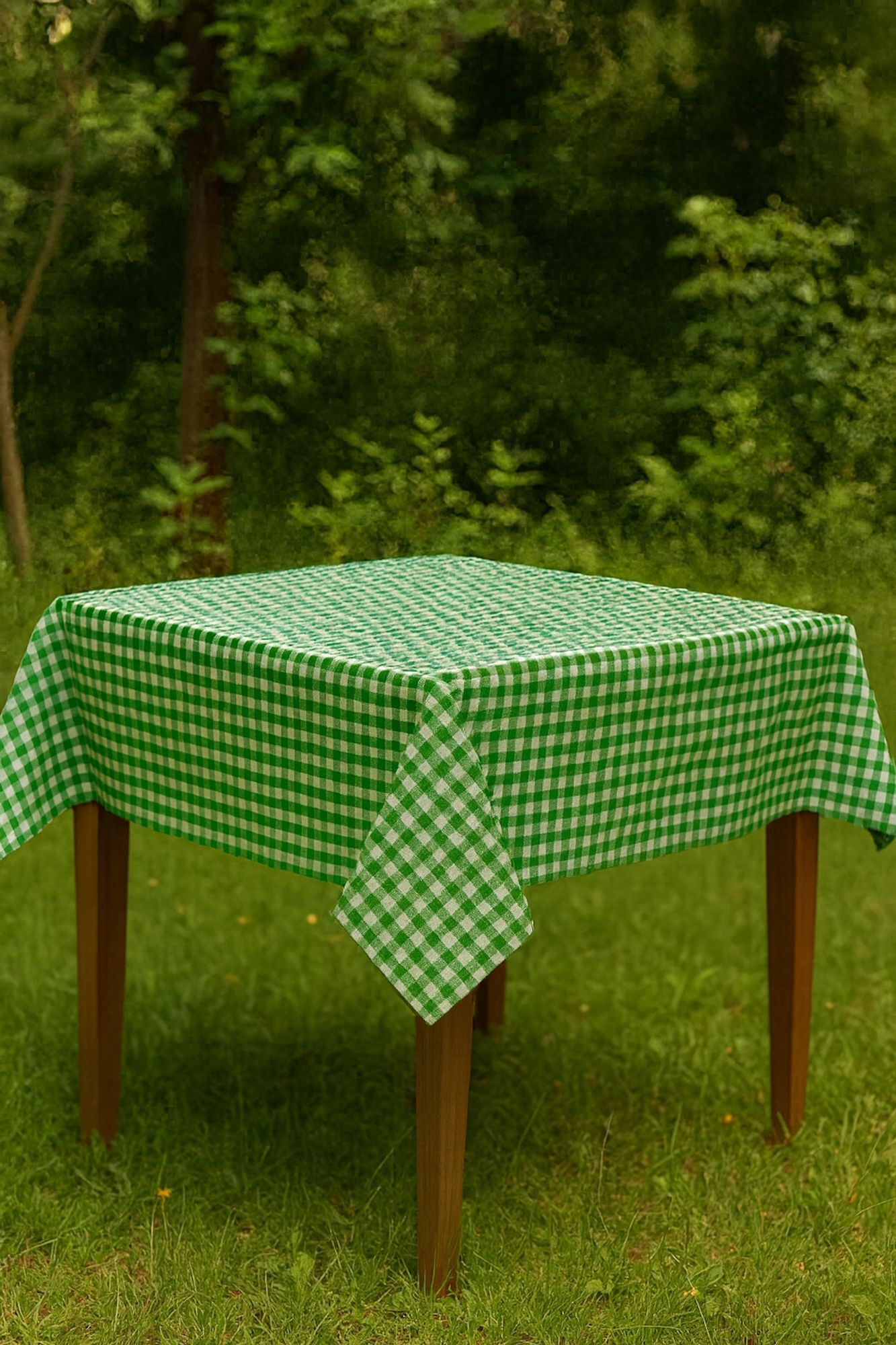 Tischdecke Karo 1x1 cm Grün Baumwolle-80x80 cm