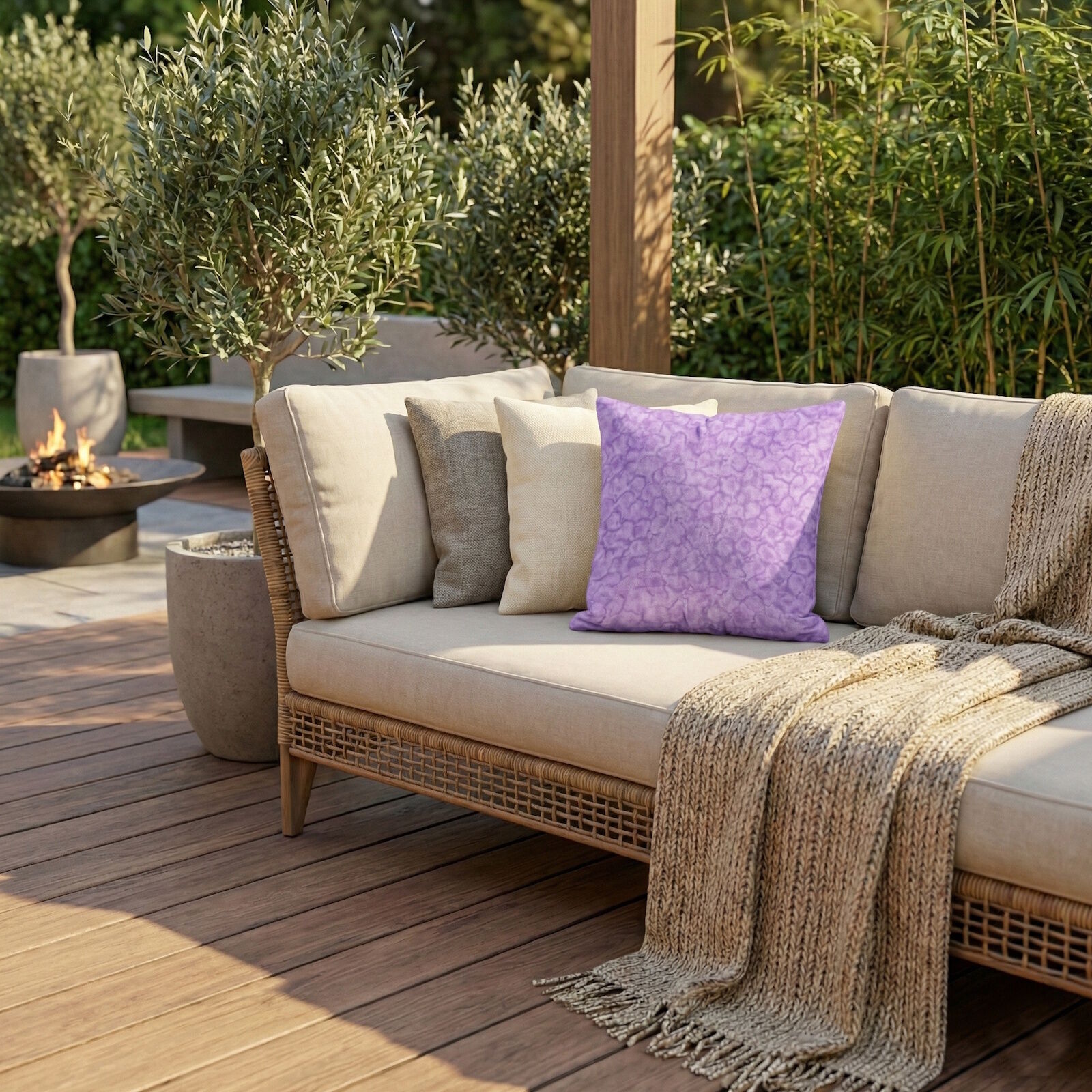 Batik Kissenbezüge Lila 40x40 2er Set Outdoor
