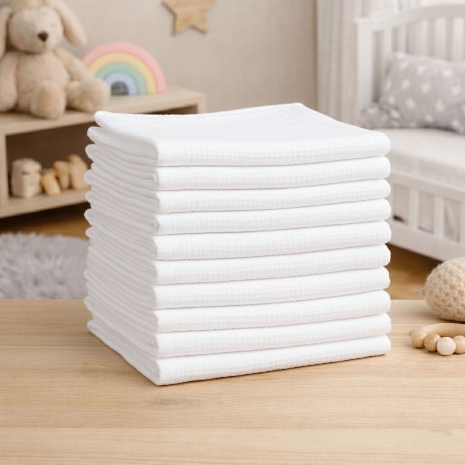 Baby Mullwindeln Weiß 10er Pack 70x70 80x80