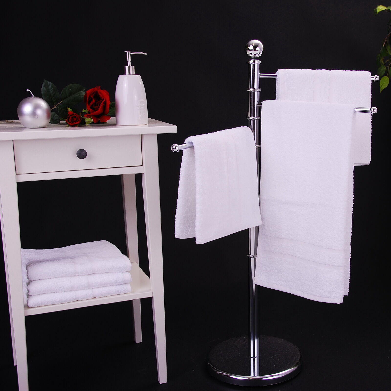 Handtuch 50x100 cm Tiefgangstreifen Weiß