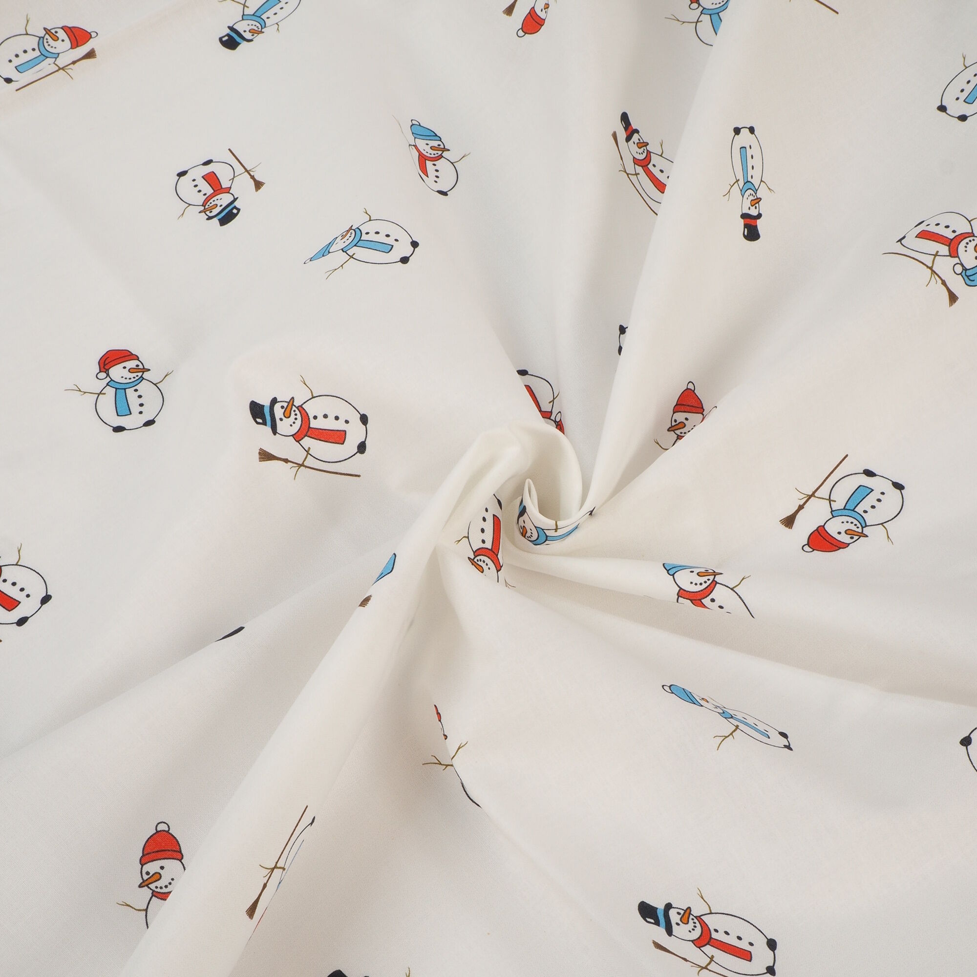 Stoff Meterware Schneemann auf Weiß Baumwolle