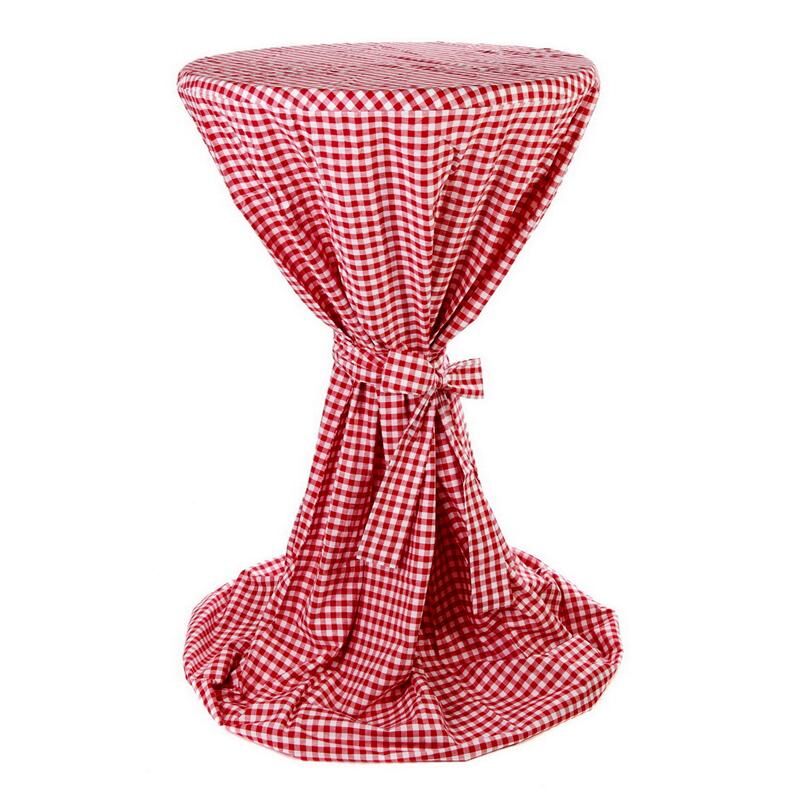 Stehtischhussen Karo Baumwolle-60 - 65 cm-Rot