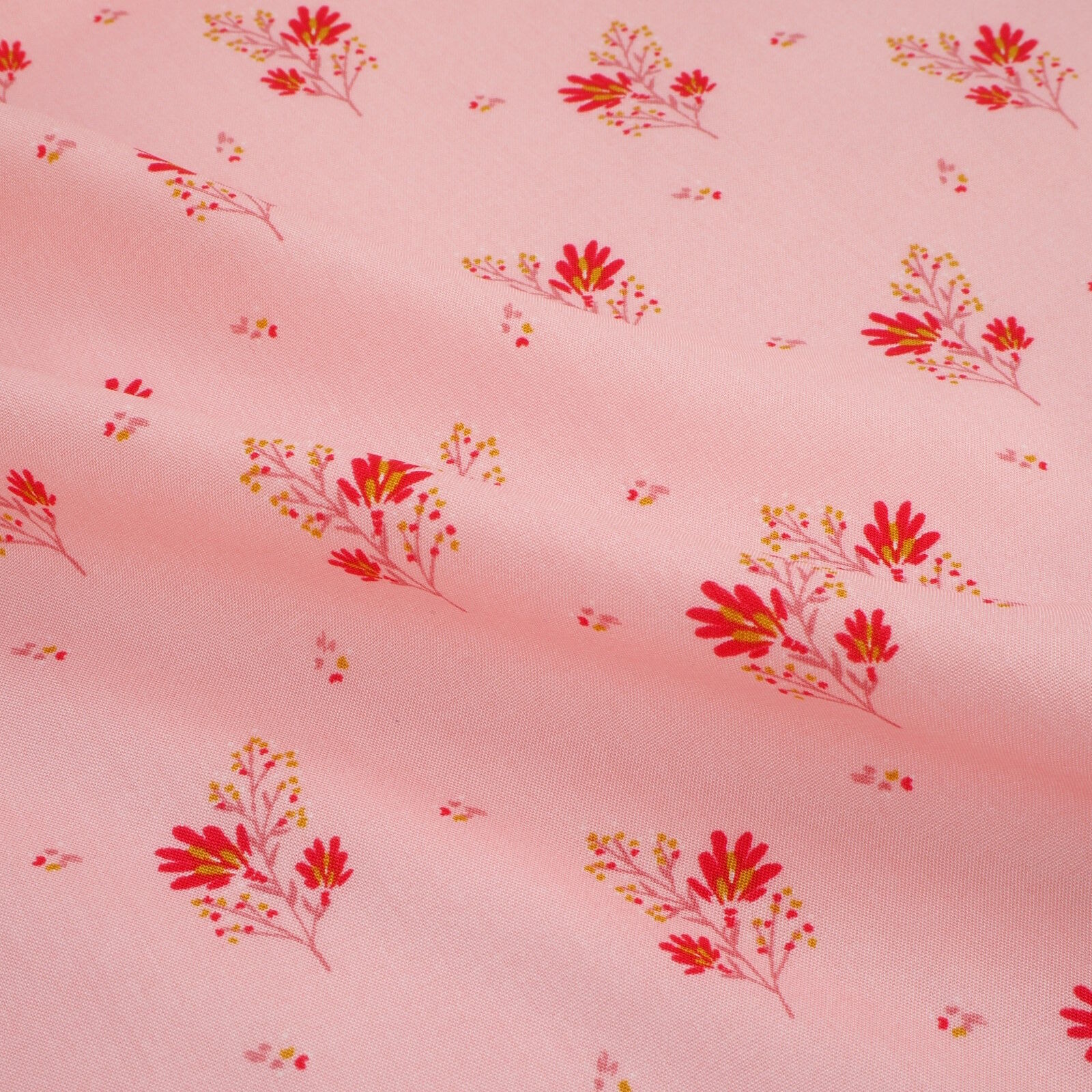Viskose Stoff Blumen Stretch Rosa