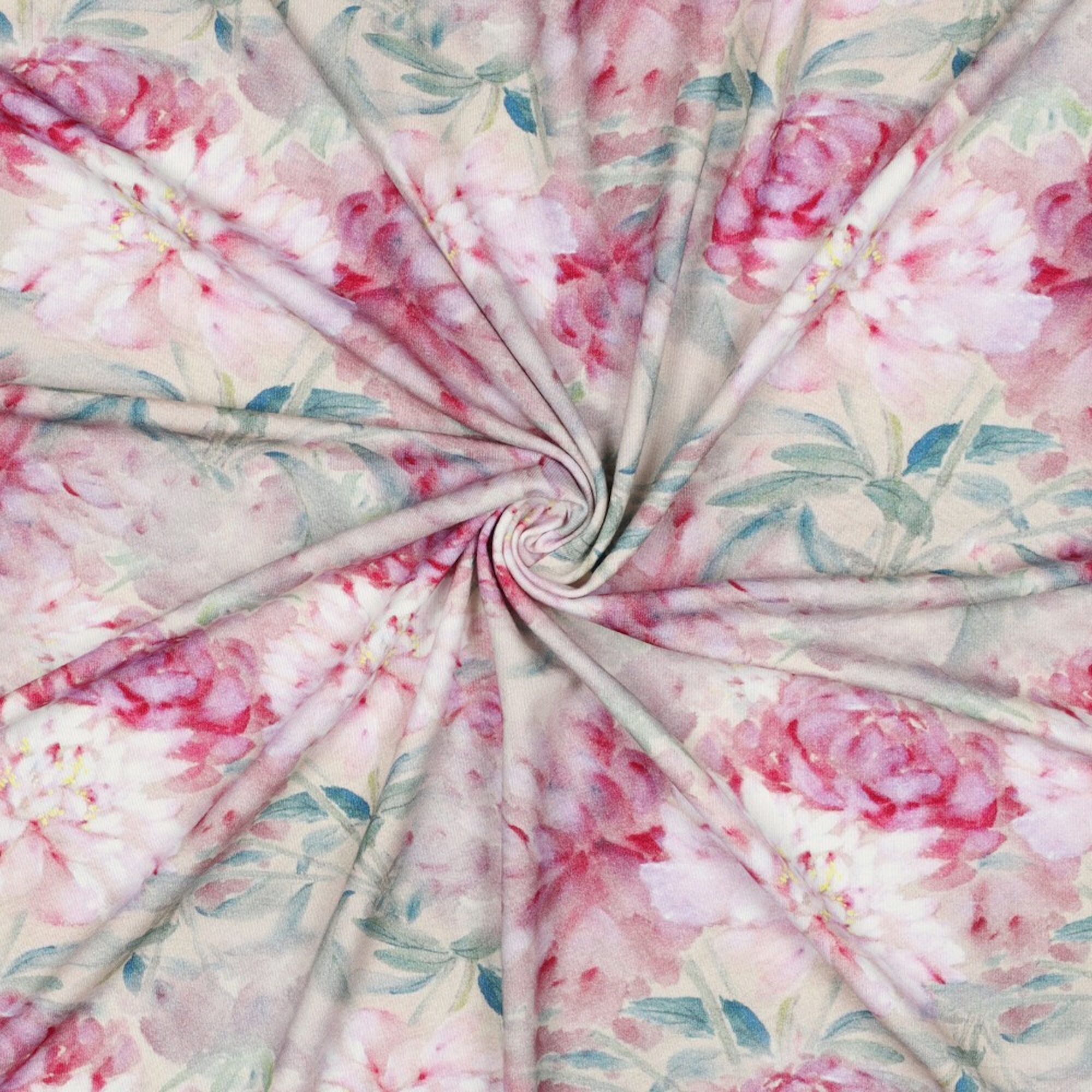 Blumen Stoff Blüten Rosa Jersey