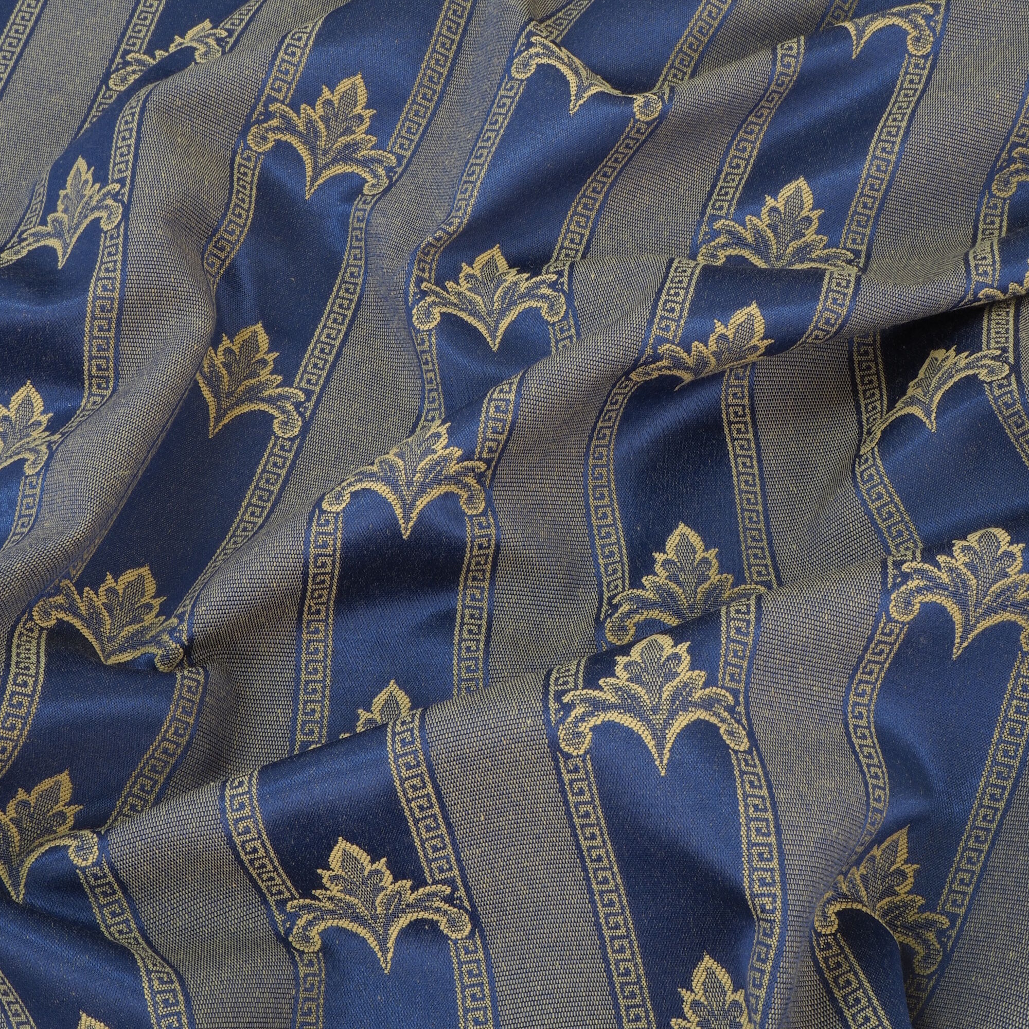 Polsterstoff Meterware Imperio Barock Jacquard Marine Blau