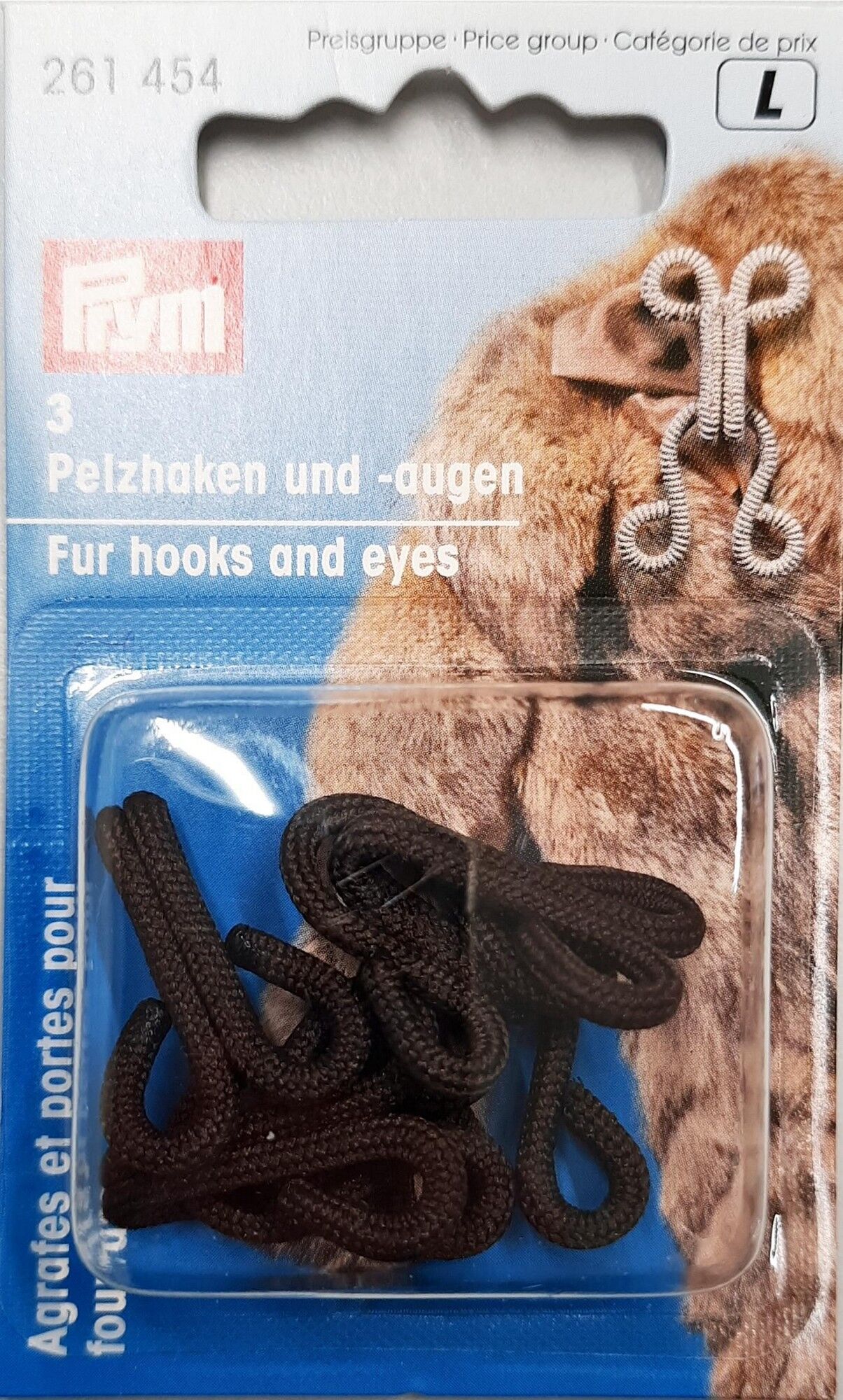 Pelzhaken und Augen ST braun