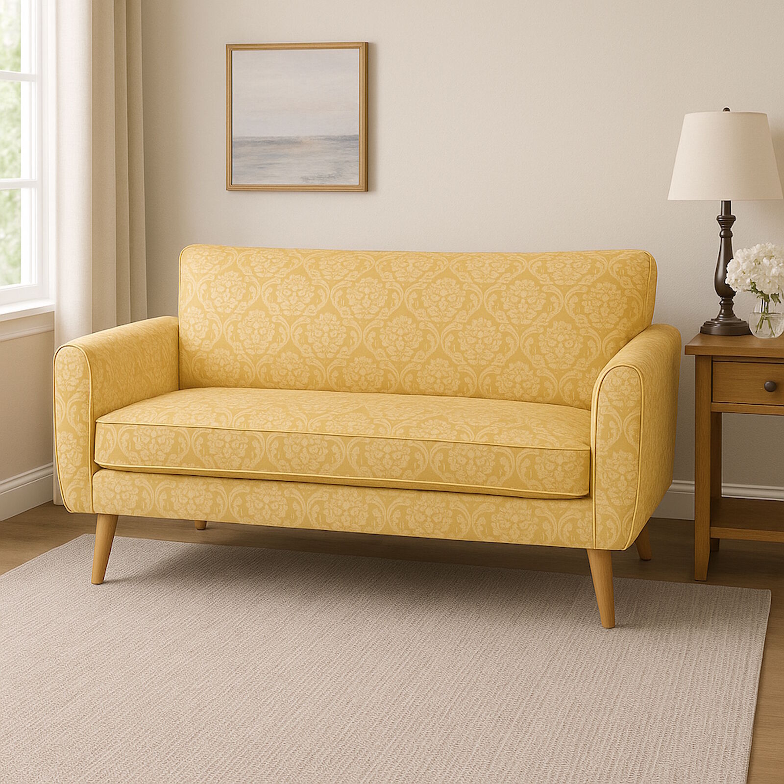 Stoff Premium Jacquard blühender Barock Gelb 280cm