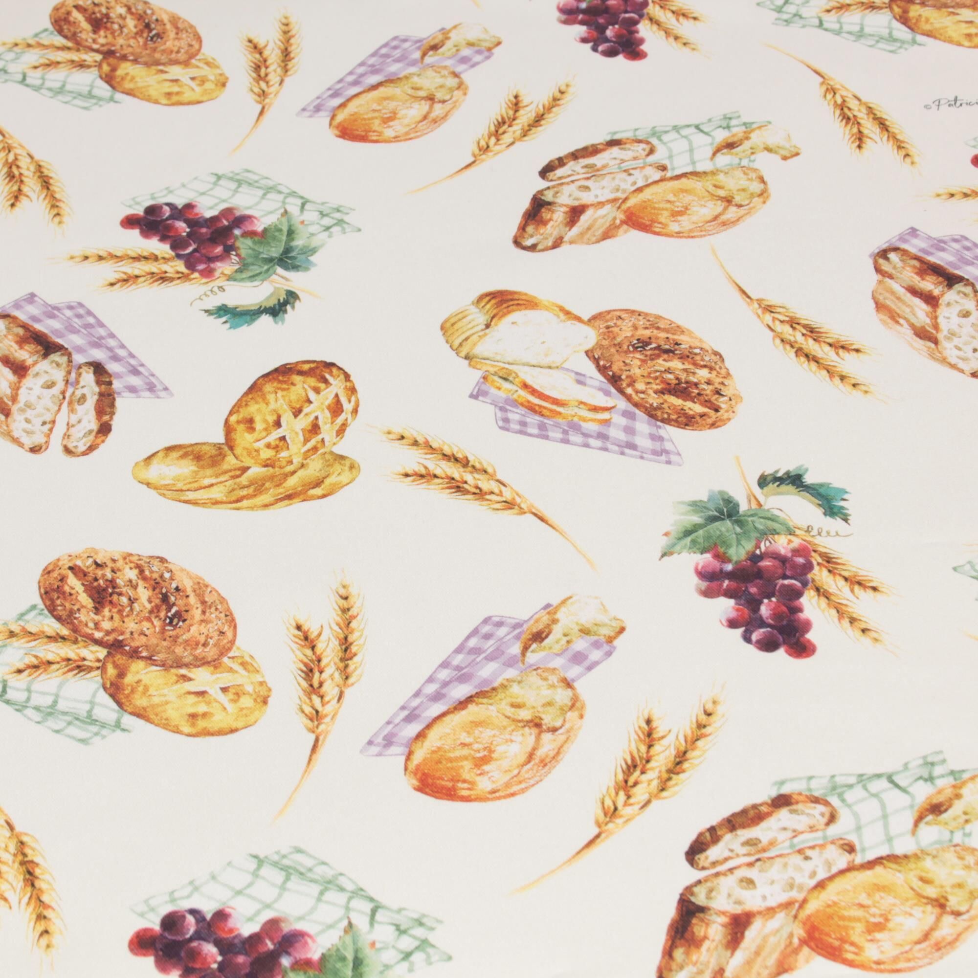 Stoff Meterware Bäcker Brot Trauben Ähren Twill Baumwolle