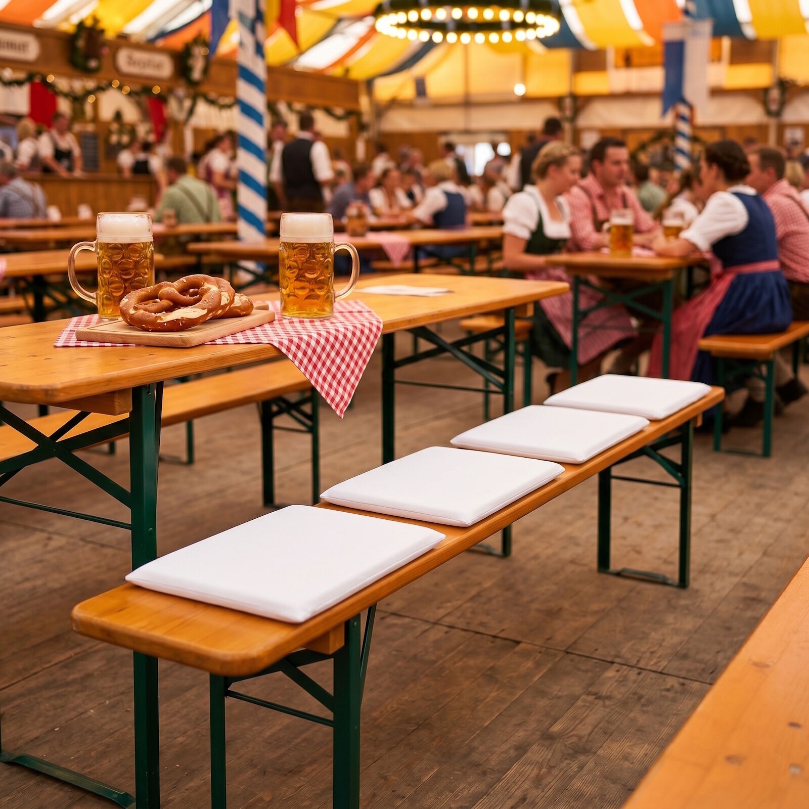 Bierbank Sitzkissen 4er Set Baumwolle Linon Weiß