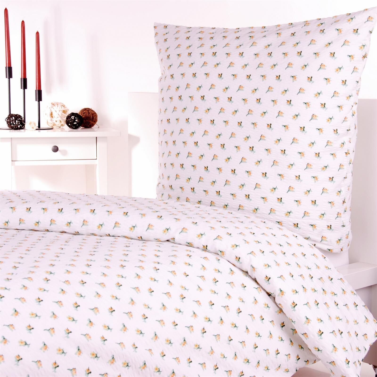 Seersucker Bettwäsche Rosen Gelb RV-135x200