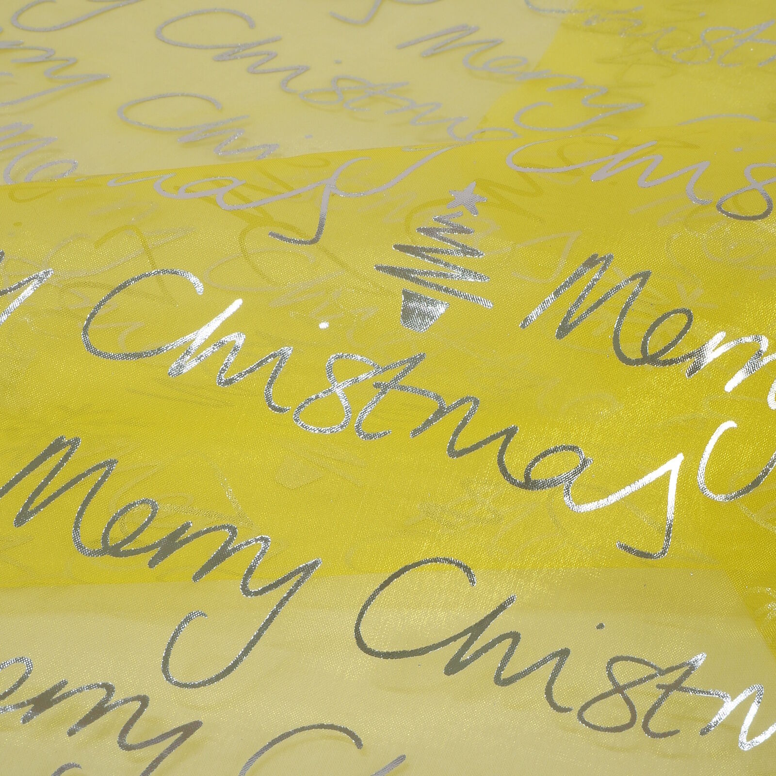 Stoff Meterware Merry Christmas Gelb Organza
