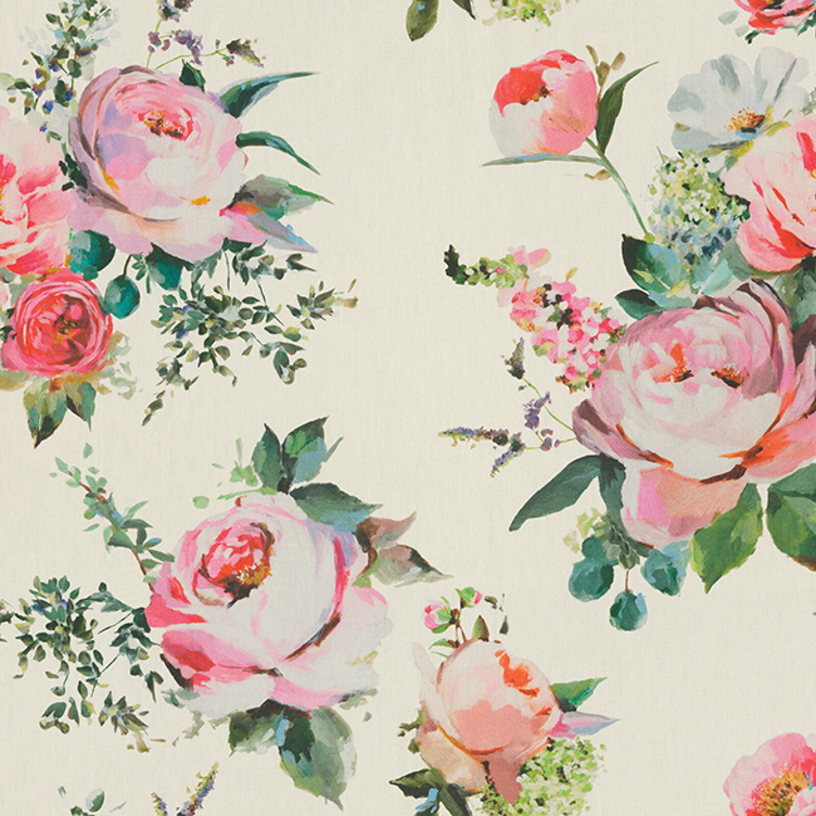 Stoff Meterware große Rosen Half Panama