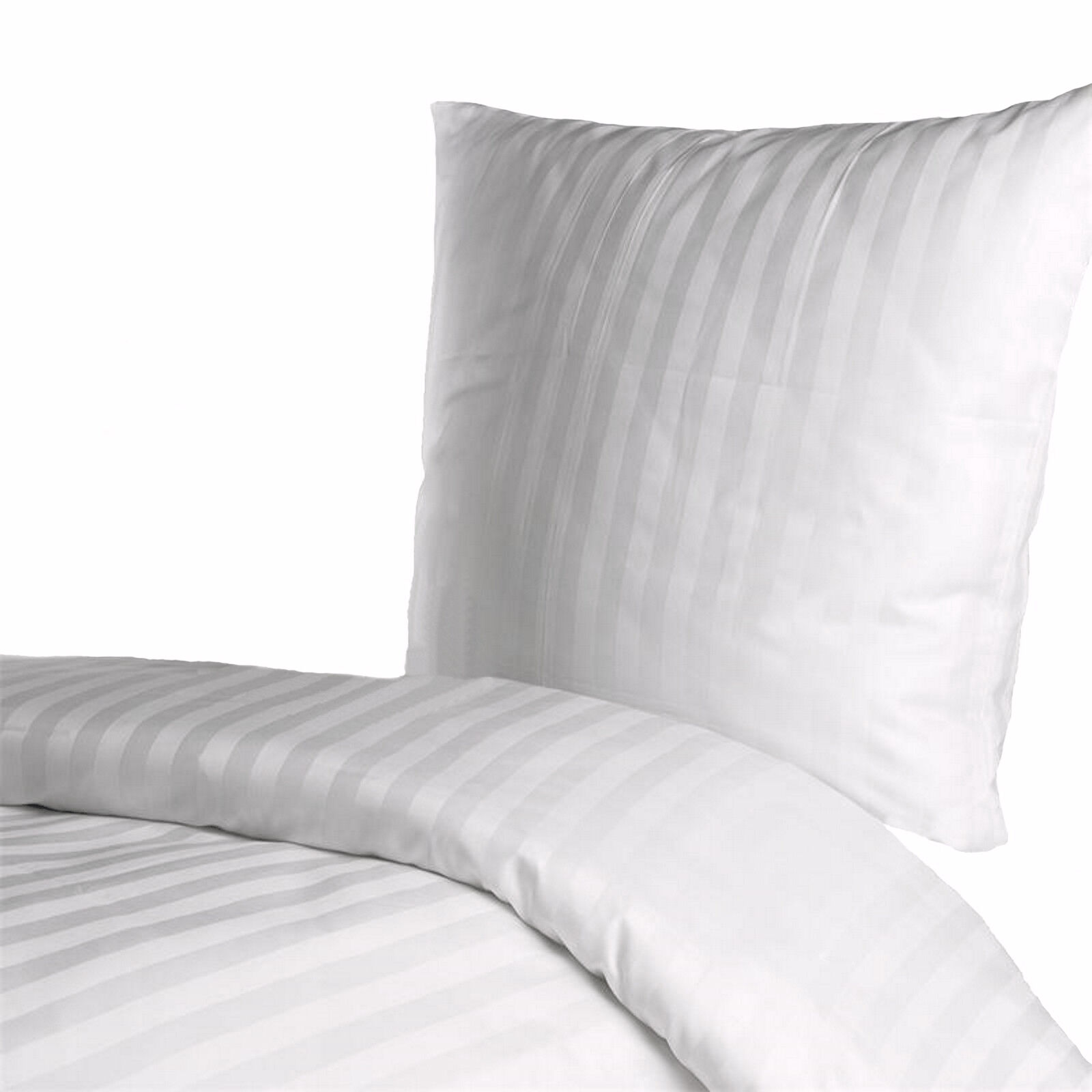 Damast Hotelbettwäsche Streifen 20 mm Weiß Baumwolle