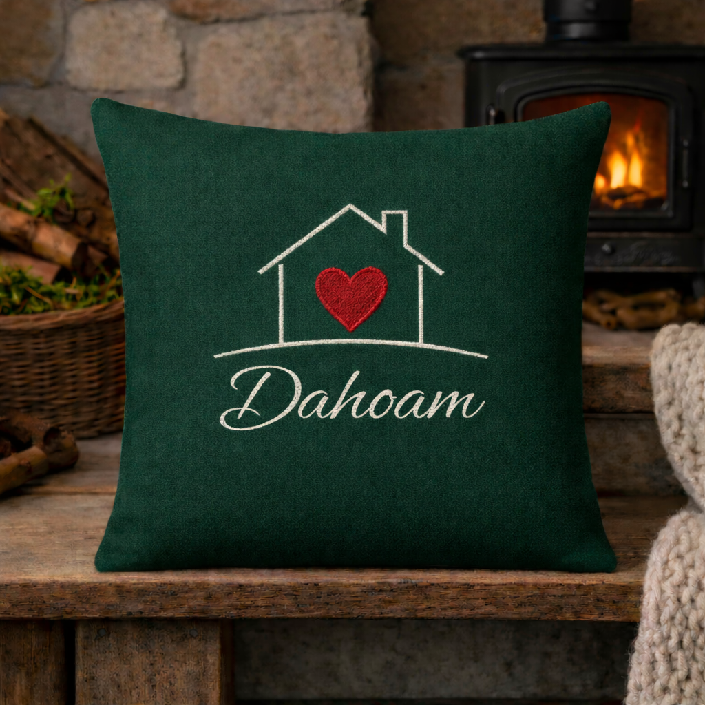 Kissenbezug Landhaus Dahoam Zuhause dunkelgrün 40x40 cm
