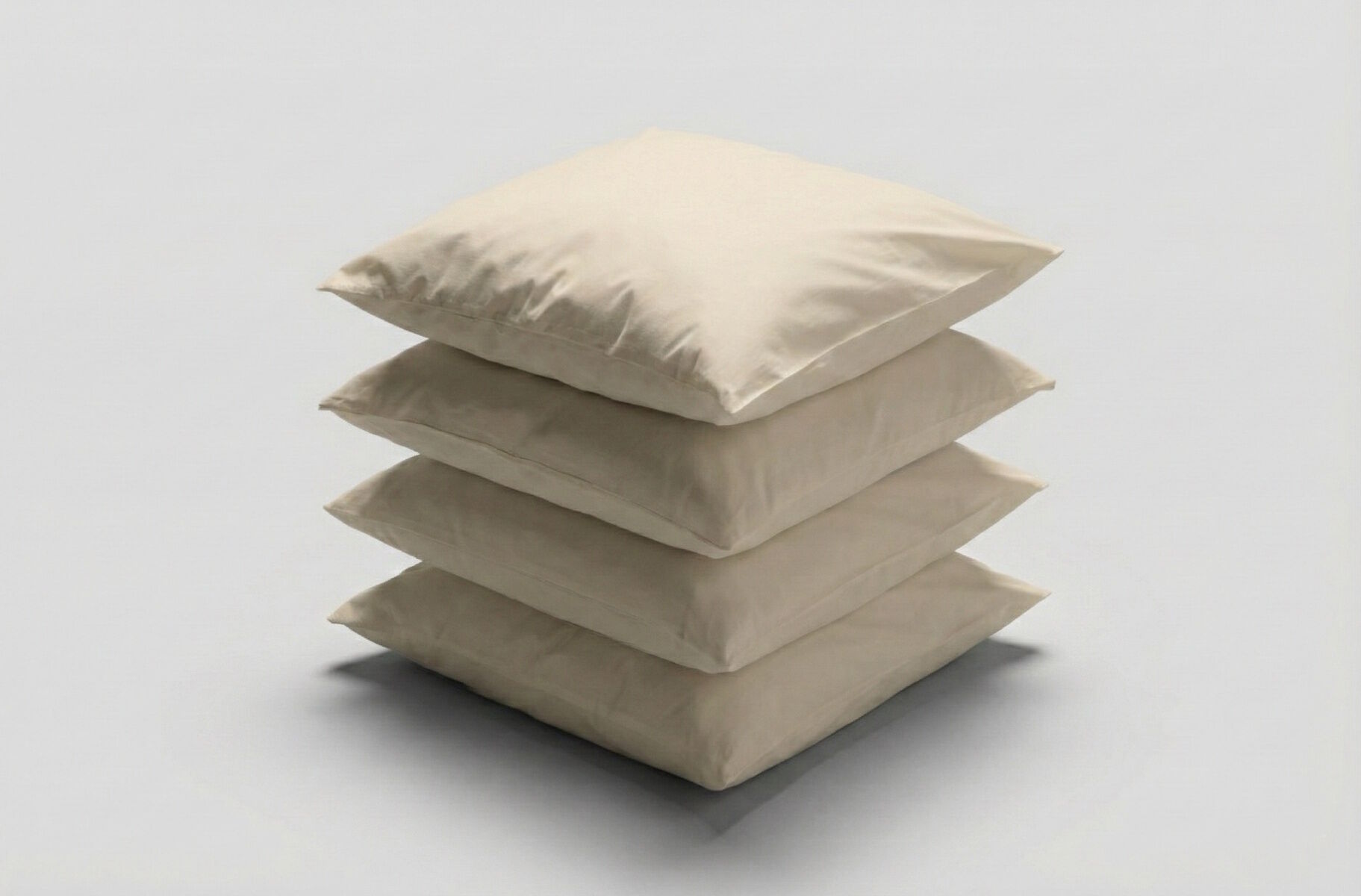 4er Pack Kissenbezüge 40x40 Beige Uni Baumwolle Linon Reißverschluss