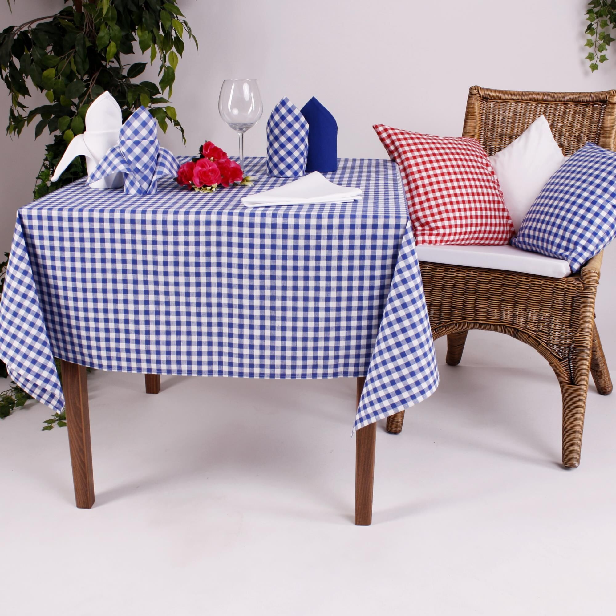 Tischdecke Karo Abwaschbar - 100x100 cm - Blau