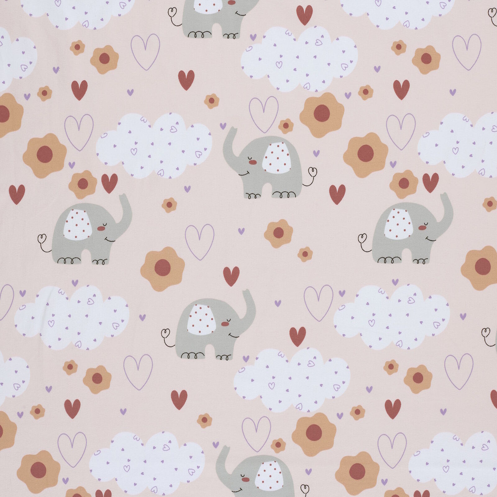 Elefanten Liebe Jersey Rosa Kinderstoff 150 cm Oeko-Tex