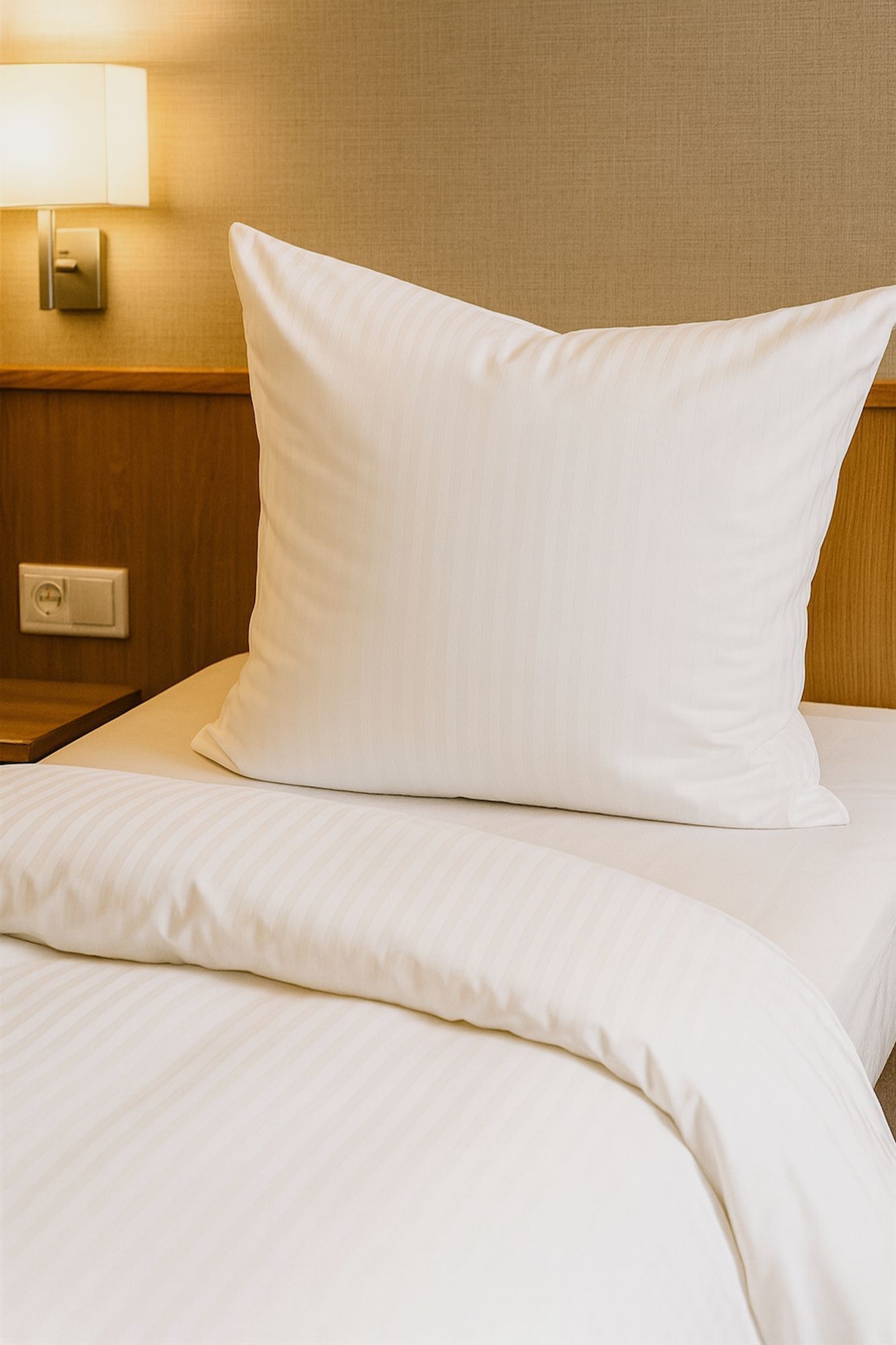 Damast Hotelbettwäsche Streifen 10 mm Weiß