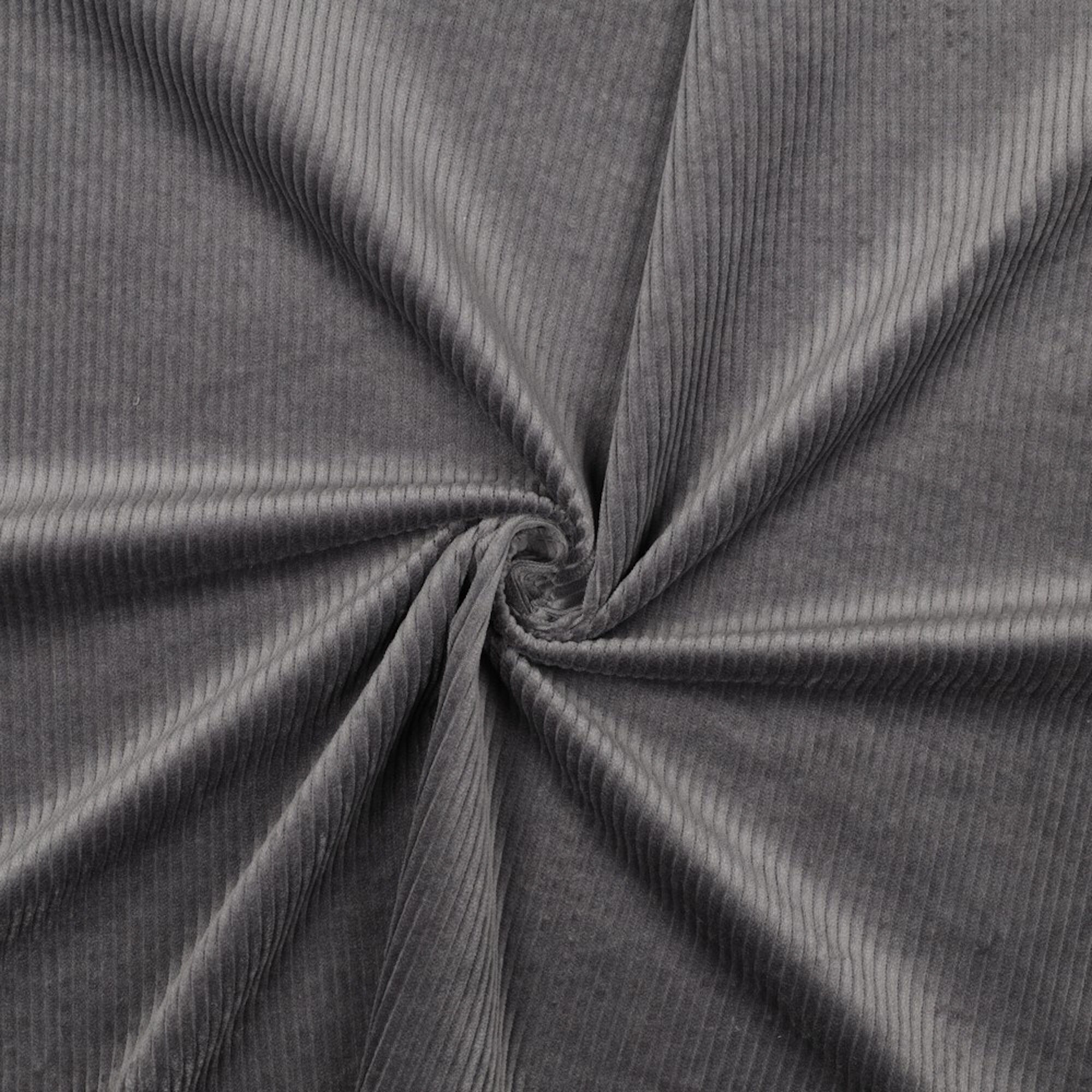Stoff Meterware Uni Cord Grau Stretch