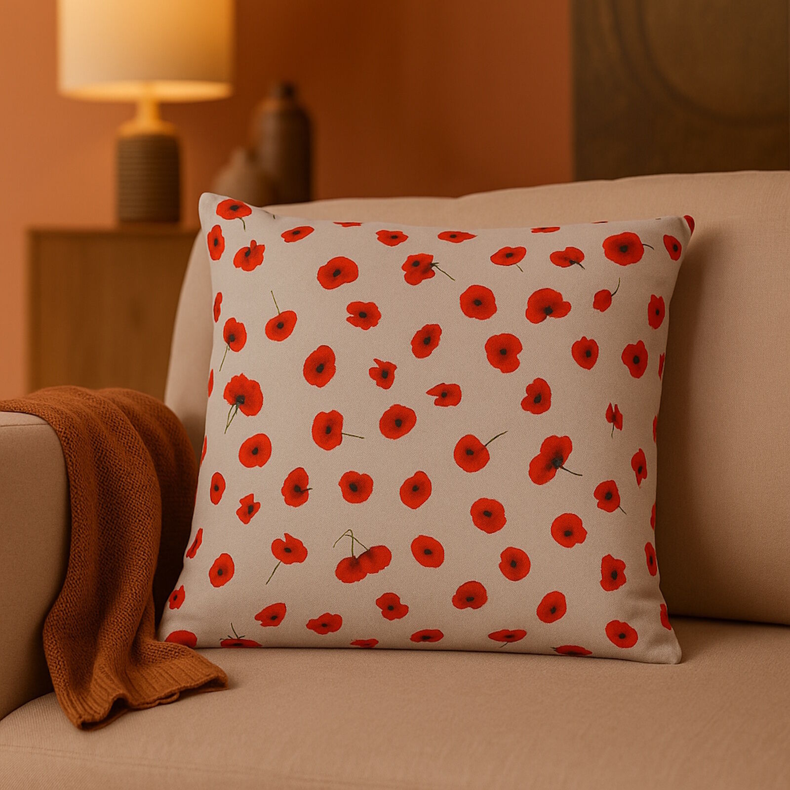 Mohnblumen Kissenbezug 40x40