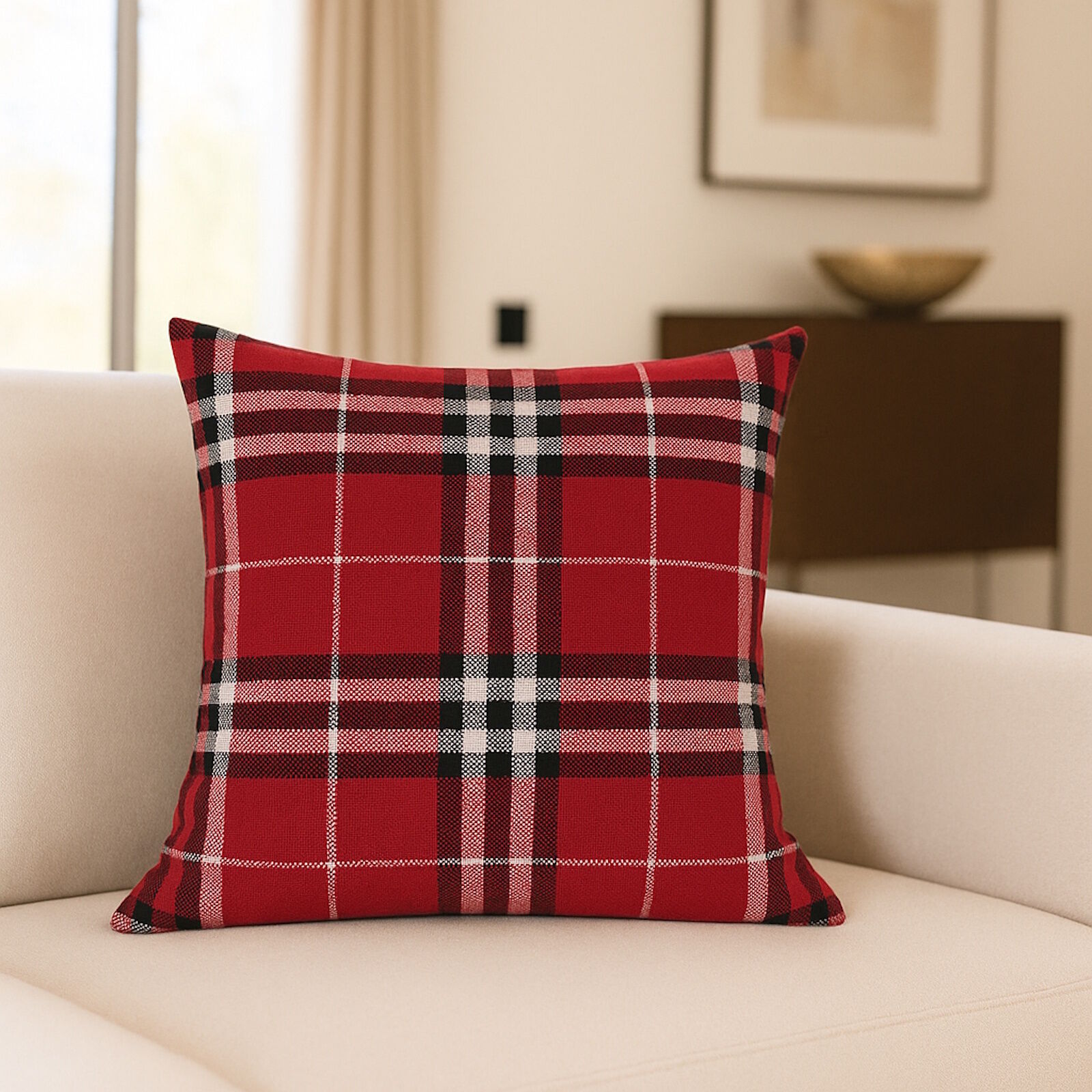 Kissenbezug Kalis Karo-30x30 cm-Rot