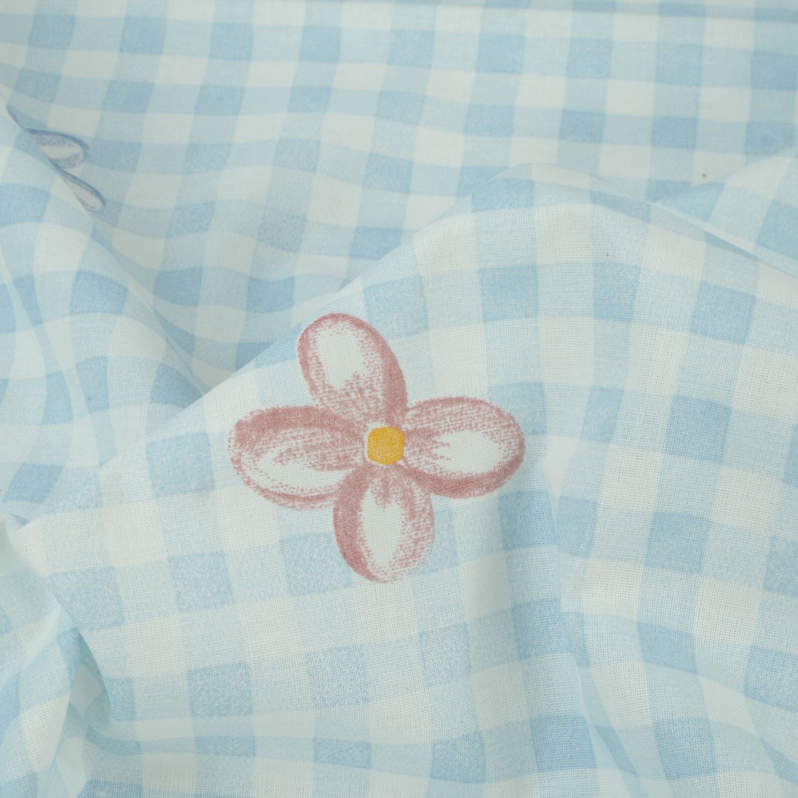 Karierter Stoff Blumen Hellblau