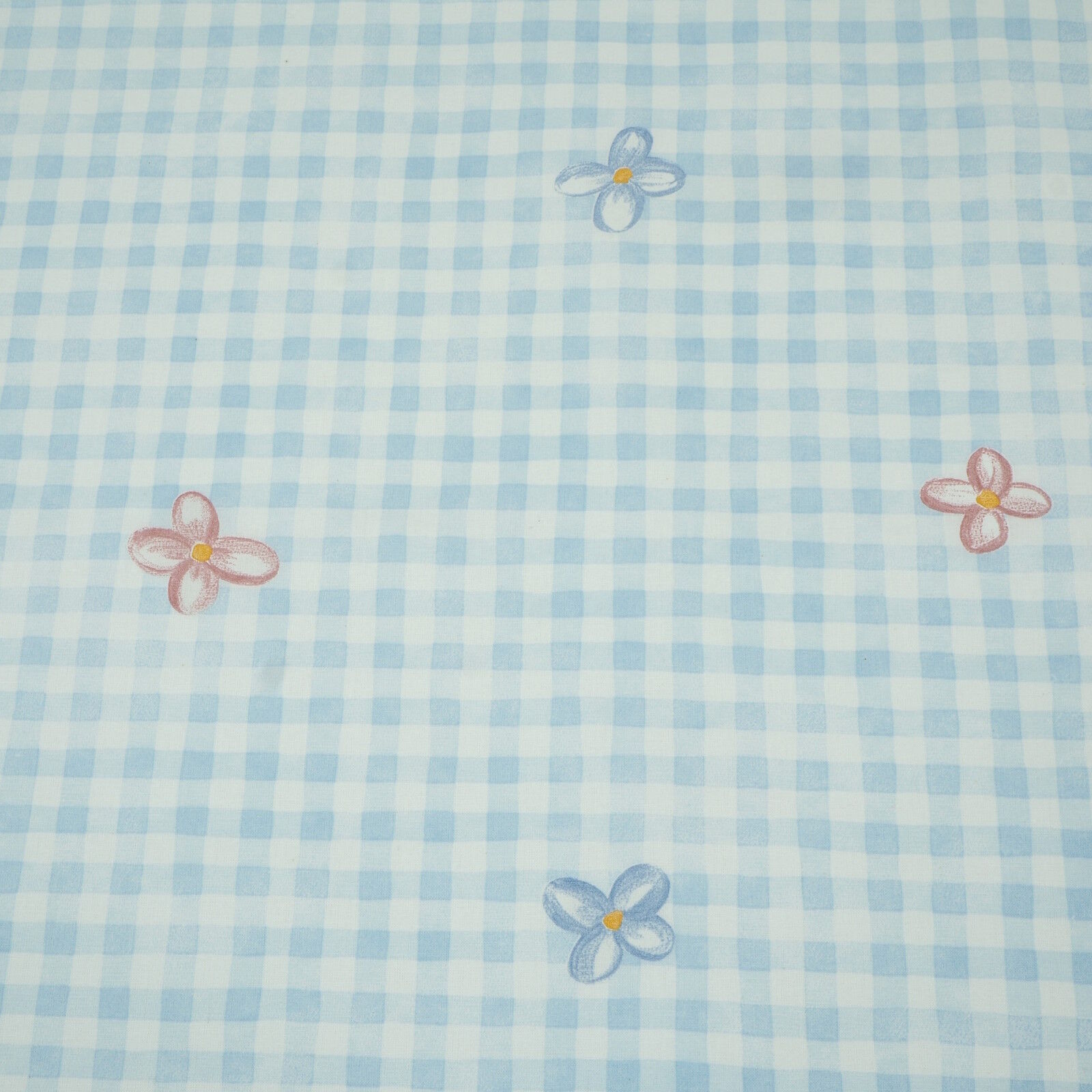 Karierter Stoff Blumen Hellblau